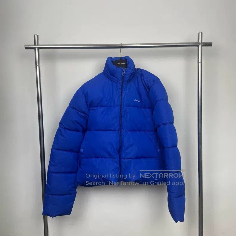 Balenciaga Balenciaga Blue Logo Puffer Jacket Size US S / EU 44-46 / 1 - 1 Thumbnail
