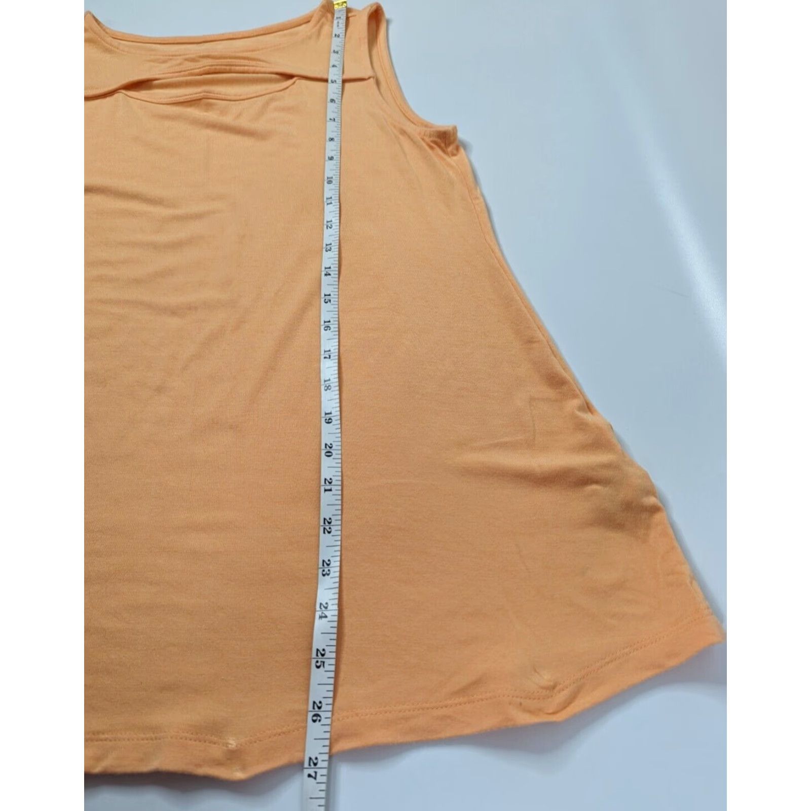 Soft Surroundings Soft Surroundings Top Womens Small Orange Knit Peekaboo Sleeveless Tee Model Tank Jersey Modal Round Neck Casual Tunic Size S Size S / US 4 / IT 40 - 4 Thumbnail