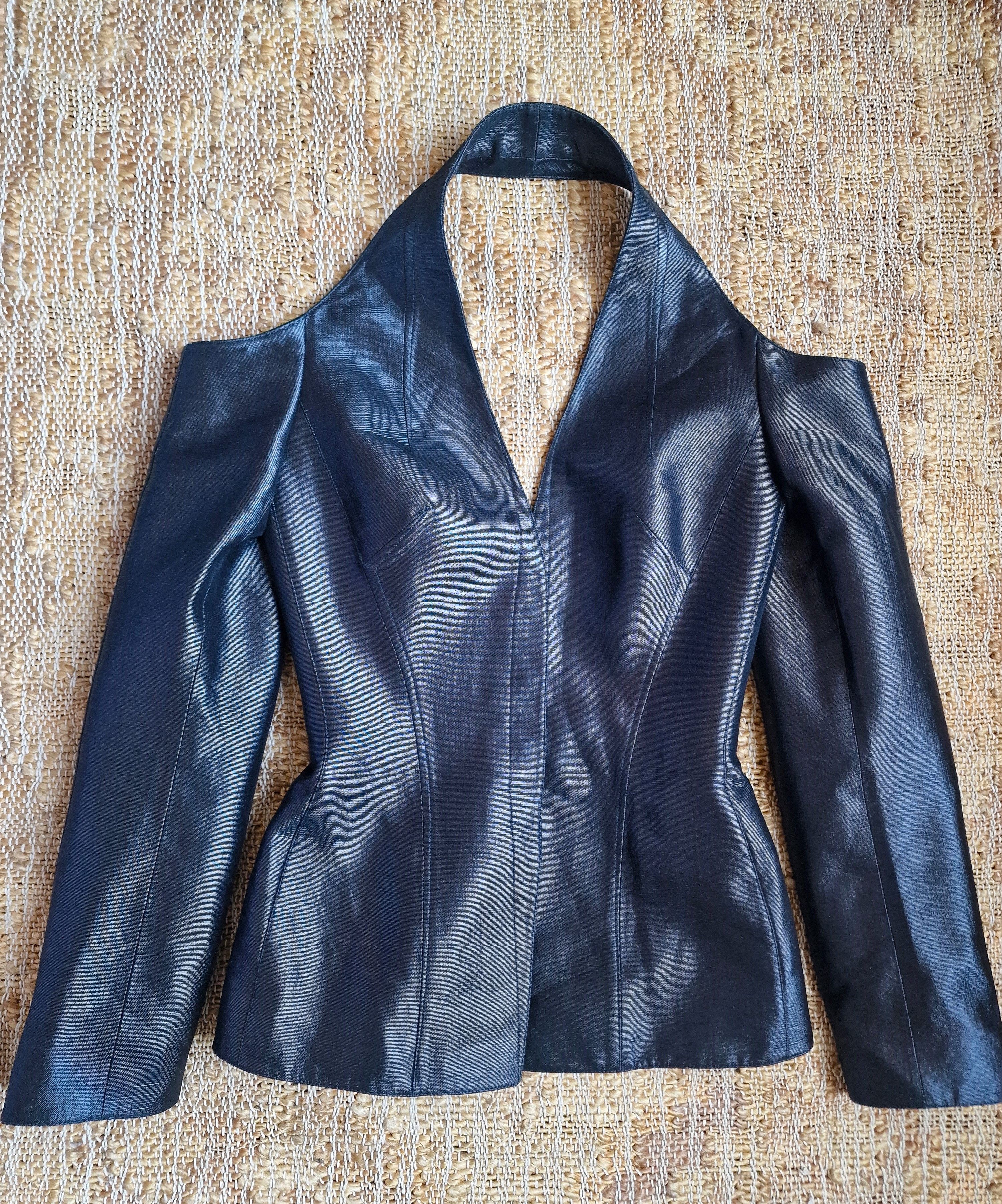 Thierry Mugler Thierry Mugler Couture S/S 2001 Off-Shoulder Blazer Jacket Size M / US 6-8 / IT 42-44 - 2 Thumbnail