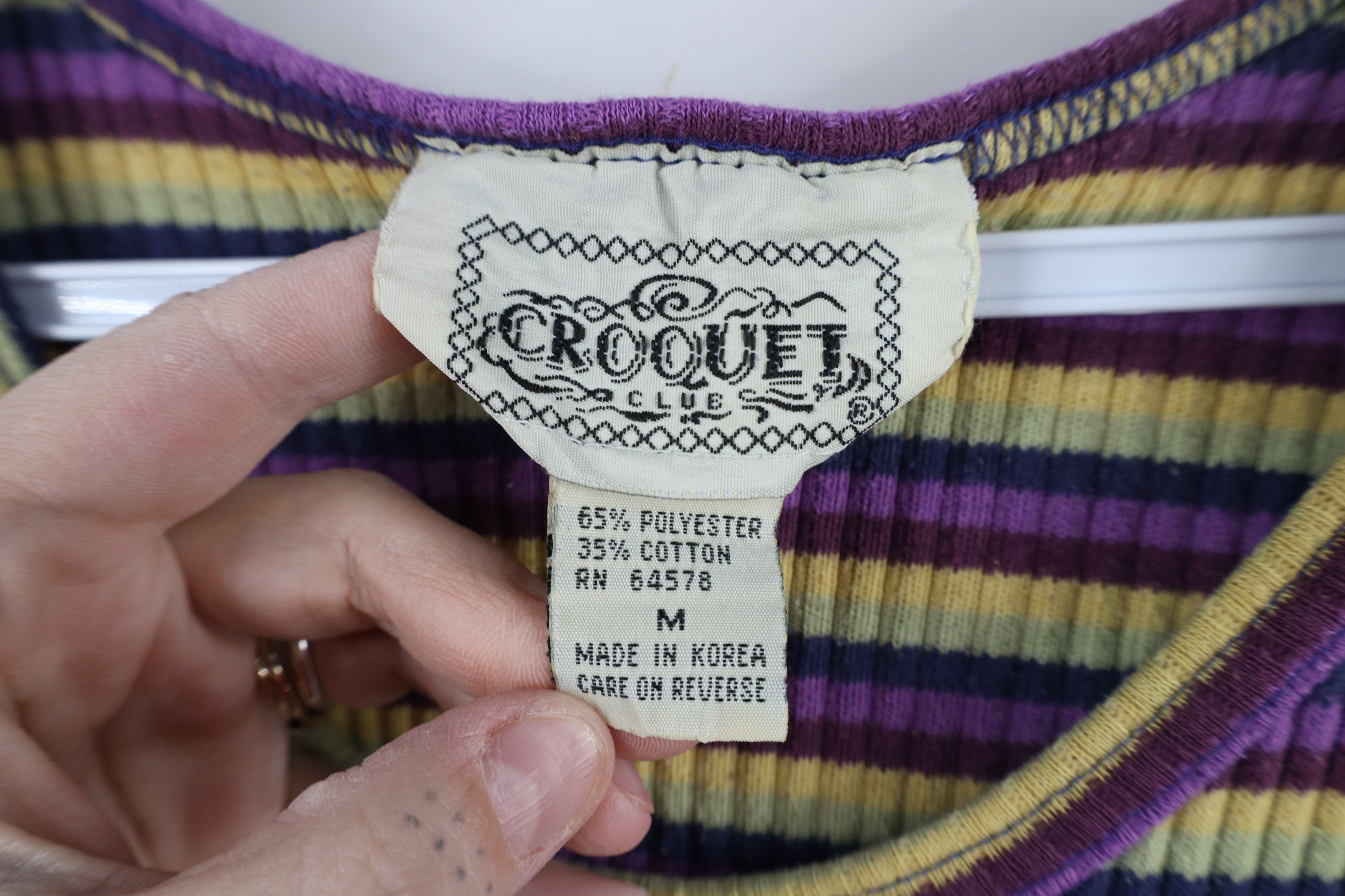 Vintage Vintage 90s Y2K Baby Doll Striped Ribbed Knit T-Shirt Size M / US 6-8 / IT 42-44 - 6 Thumbnail