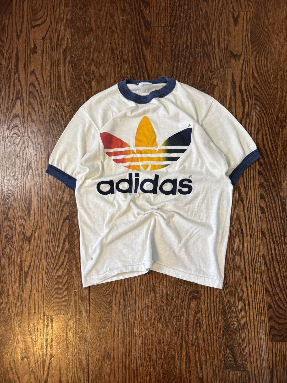 Adidas Vintage Adidas Trefoil Ringer Tee Size US M / EU 48-50 / 2 - 1 Thumbnail