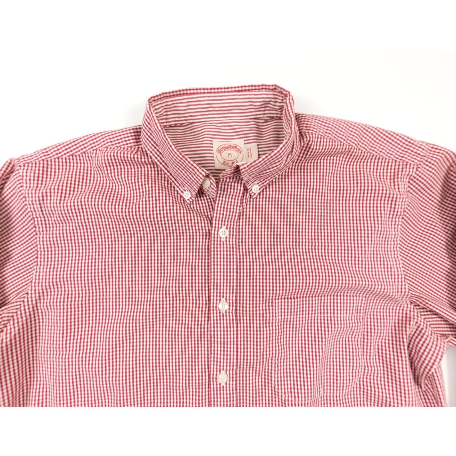 Brooks Brothers Brooks Brothers Shirt Mens Medium Red Button-Down Gingham Check Business Workwear All-Season 90s/Preppy Style Mens Medium Red Size US M / EU 48-50 / 2 - 2 Thumbnail