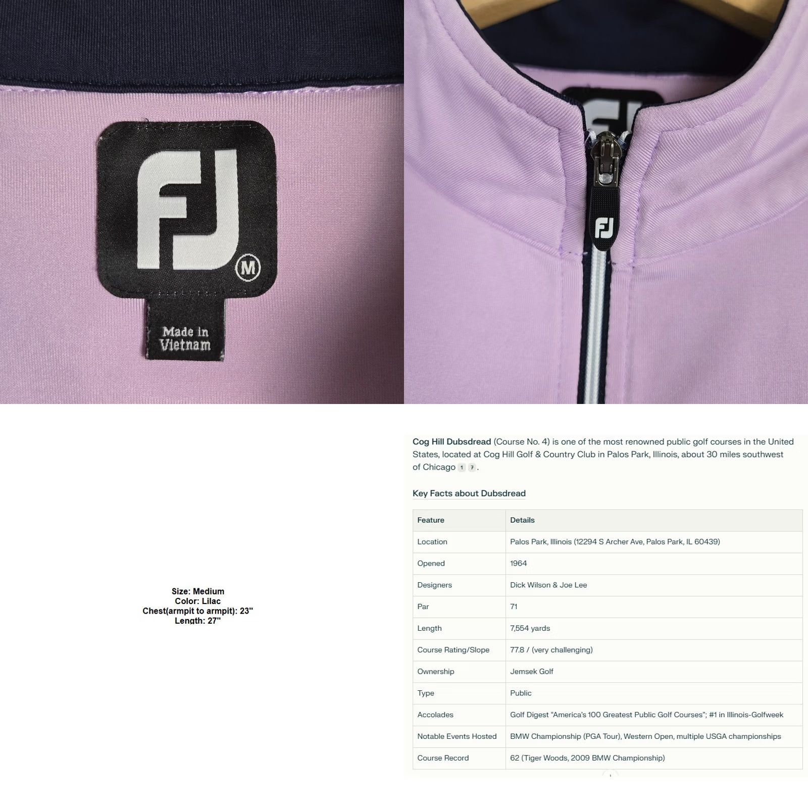 Footjoy FootJoy x Cog Hill Dubsdread Lilac Mens Medium Vest - Golf Performance Size US M / EU 48-50 / 2 - 8 Thumbnail