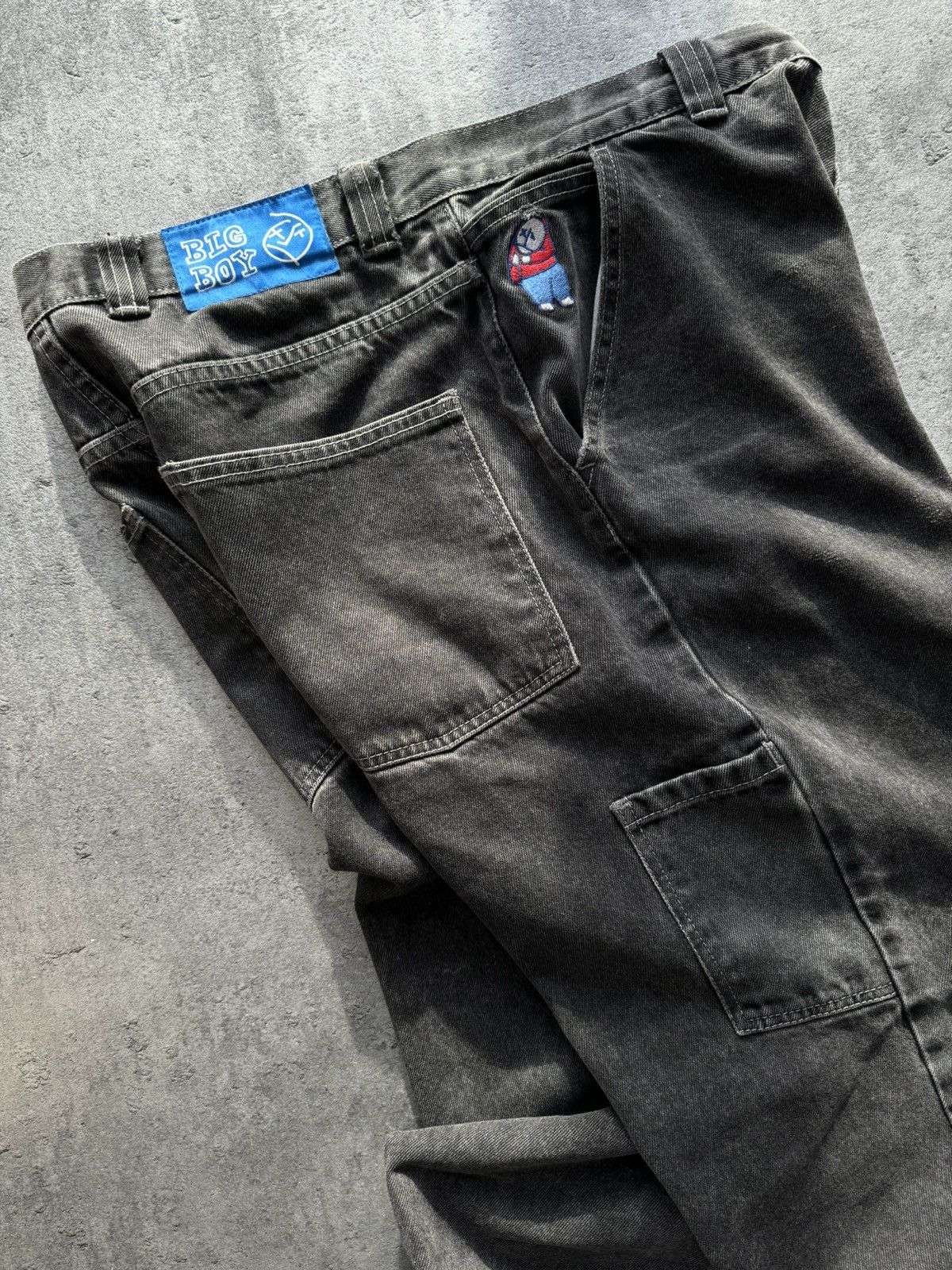 image of Polar Big Boy Work Pants Washed Black Baggy Jnco Style, Men's (Size 32)