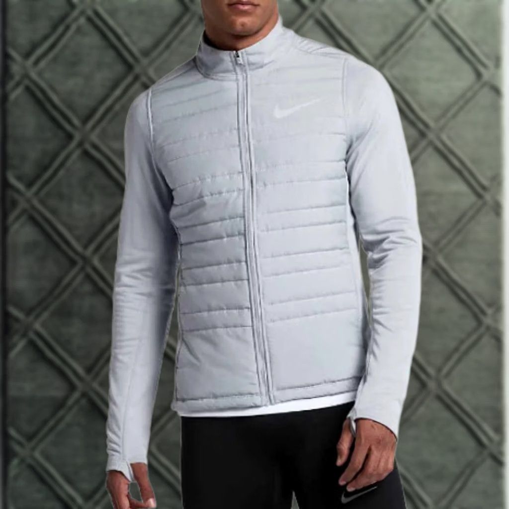 Nike Nike Thermosoft Essential Quilted Running Jacket Gray Mens XL X-Large Therma-Fit Size US XL / EU 56 / 4 - 1 Thumbnail