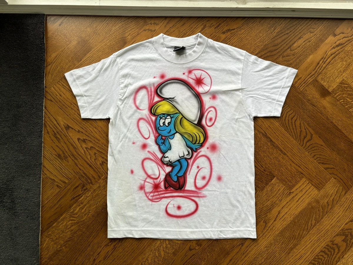 Y2K Airbrush Tee Vintage Smurfs Air Brush Paint 2000s Anime