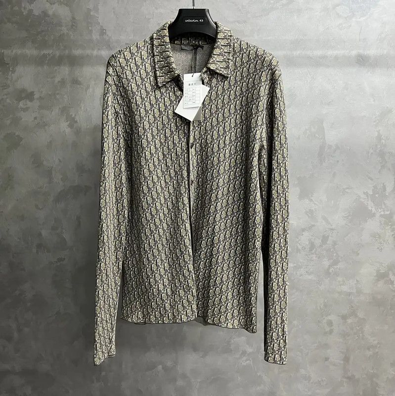 Dior Dior Gray Cotton Long Sleeve Men’s Shirt 0089 Size US L / EU 52-54 / 3 - 1 Thumbnail