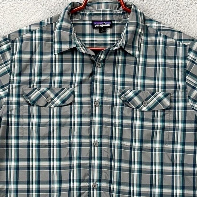 Patagonia Patagonia Shirt Mens Large Teal Grey Plaid Button Up Short Sleeve Pockets Outdoor Size US L / EU 52-54 / 3 - 2 Thumbnail