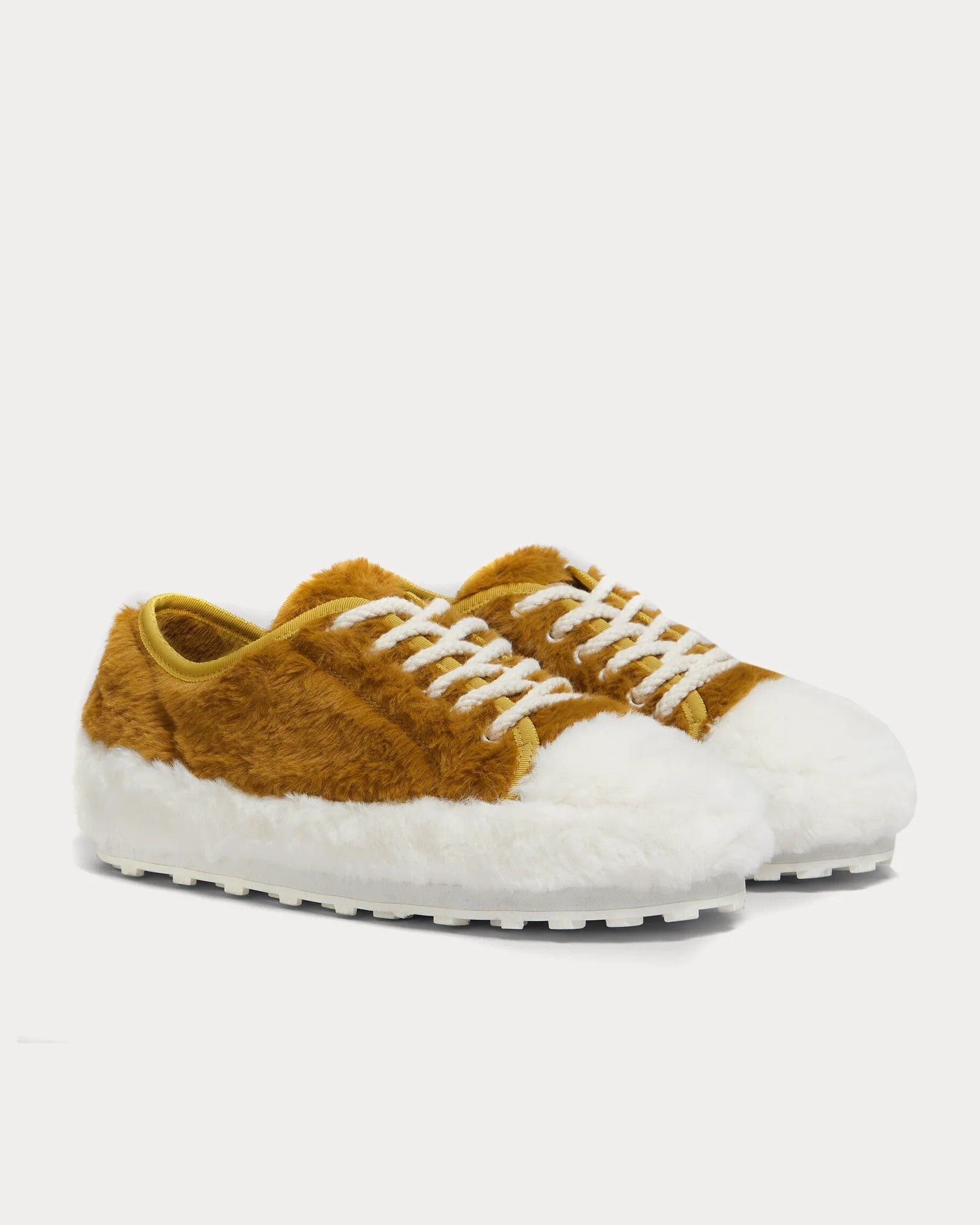 Marni o1w1db11125 Teddy Lace Up Sneakers in Beige/White Size US 7 / IT 37 - 1 Thumbnail
