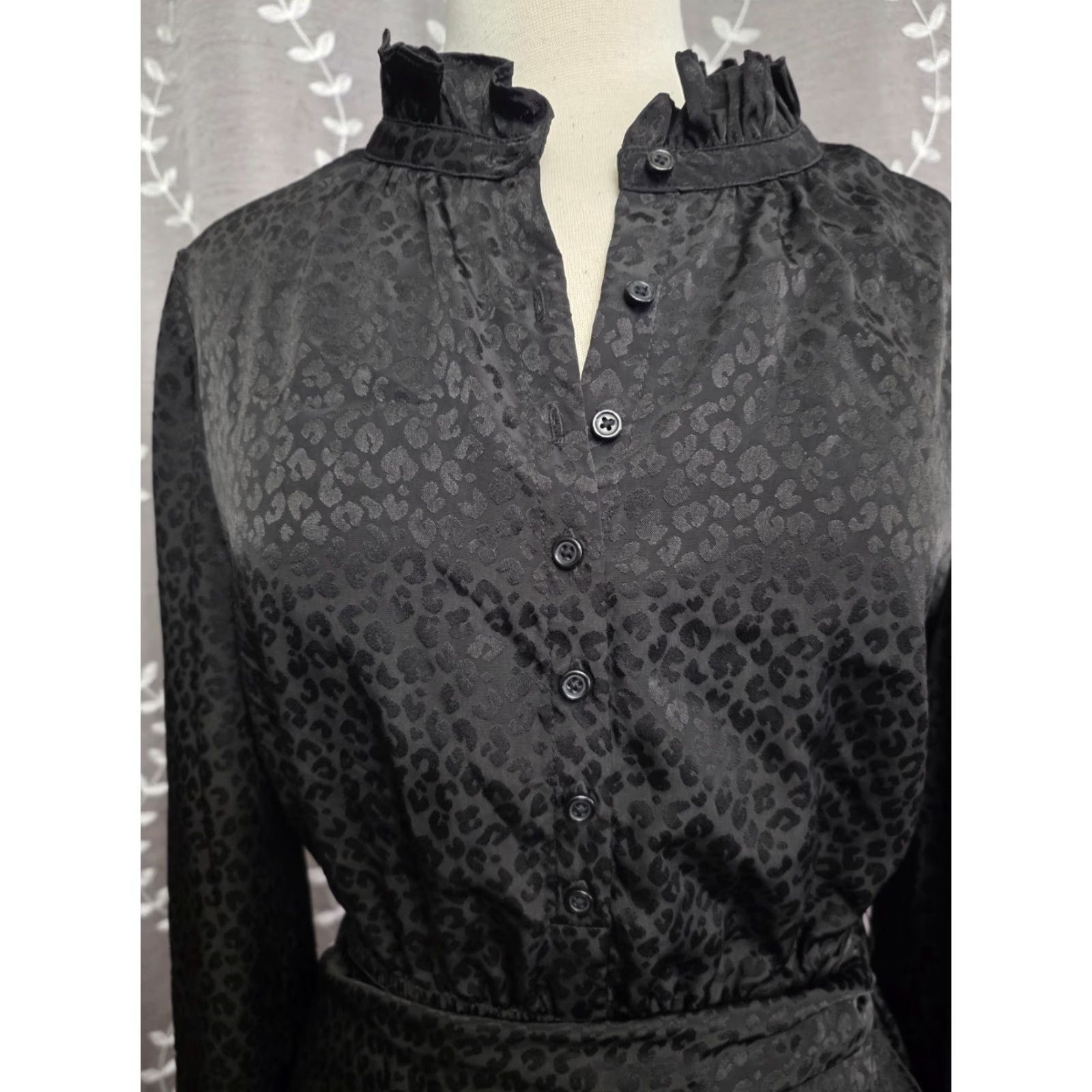 VINTAGE Lilly Pulitzer Abriana Wrap Dress Black Onyx Leopard Women's Size 8 EUC