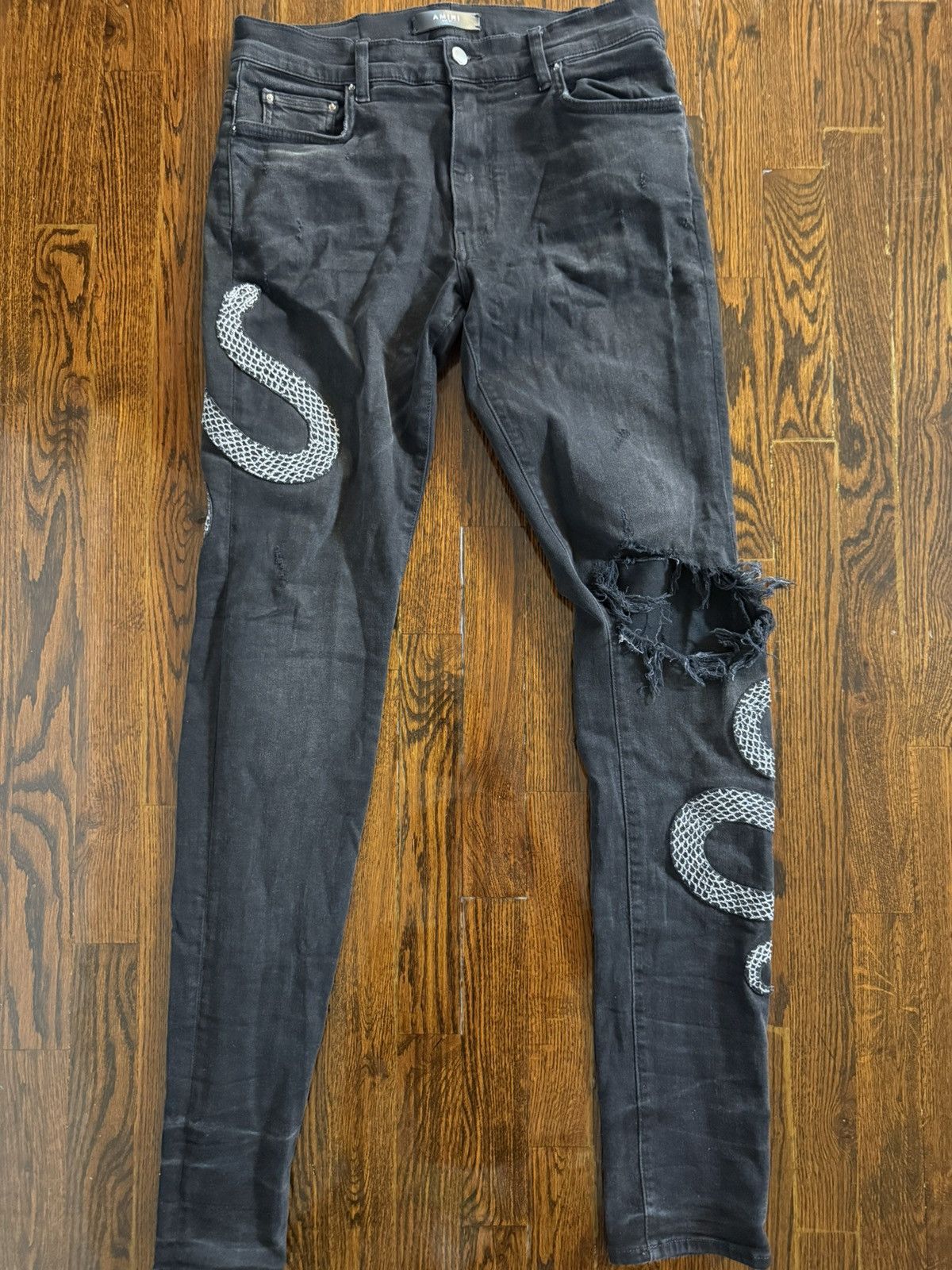 Amiri Black snake Amiri jeans Size US 31 - 1 Thumbnail