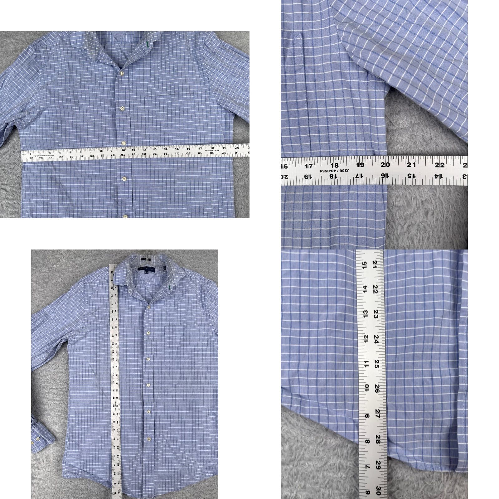 Tommy Hilfiger Tommy Hilfiger Shirt Men Blue Plaid 100% Cotton Long Sleeve Slim Fit 15.5 Button-Up Size US M / EU 48-50 / 2 - 8 Thumbnail