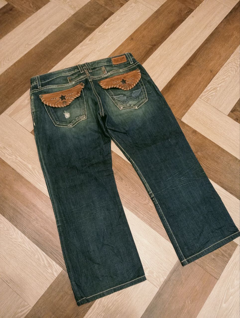 Robins Jeans VINTAGE ROBIN'S JEAN LEATHER POCKET CROPPED PANTS Size US 38 / EU 54 - 2 Thumbnail