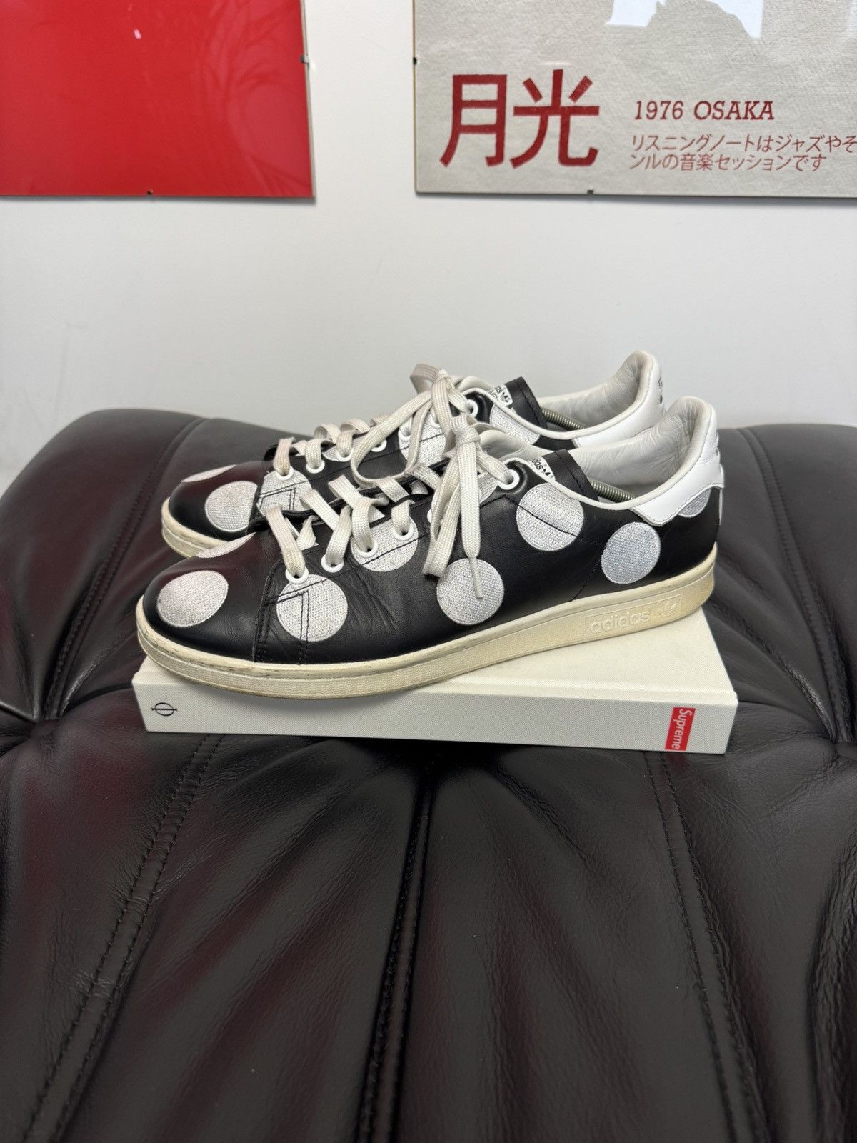 Adidas × Pharrell Adidas Pharrell x Stan Smith Polka Dot Leather Low Top Black Size US 11 / EU 44 - 4 Thumbnail