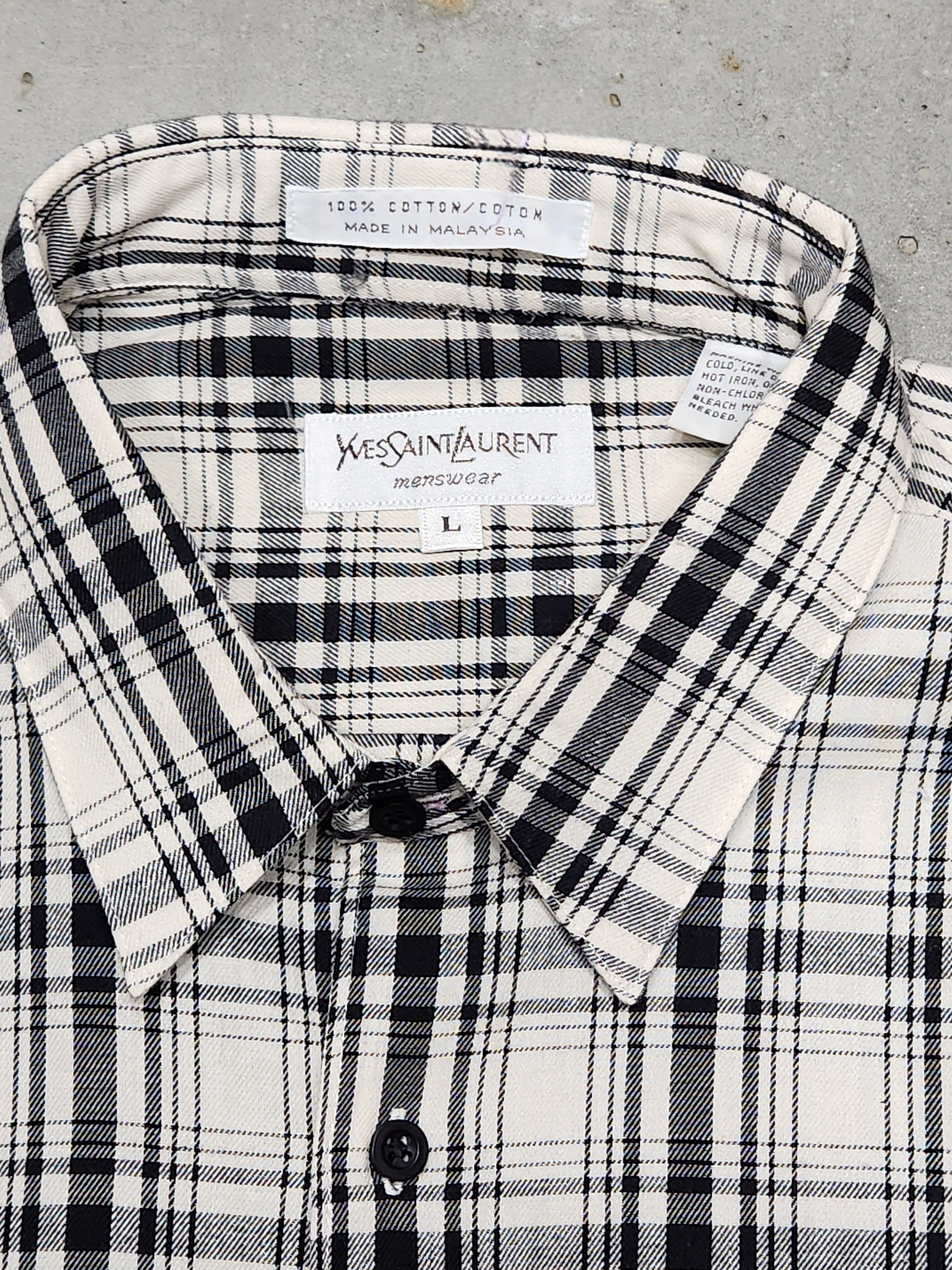 Yves Saint Laurent Vtg 90s YSL Black White Plaid Shirt L NWOT Size US L / EU 52-54 / 3 - 2 Thumbnail