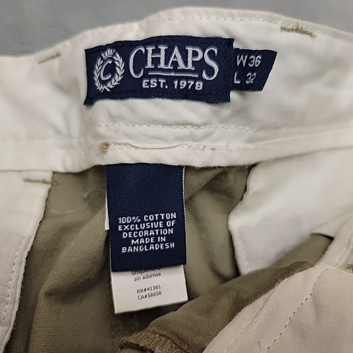 Ralph Lauren VINTAGE Chaps Pants Mens 36x32 Khaki Beige 100% Cotton Cargo Pocket Retro Classic Size US 36 / EU 52 - 3 Thumbnail