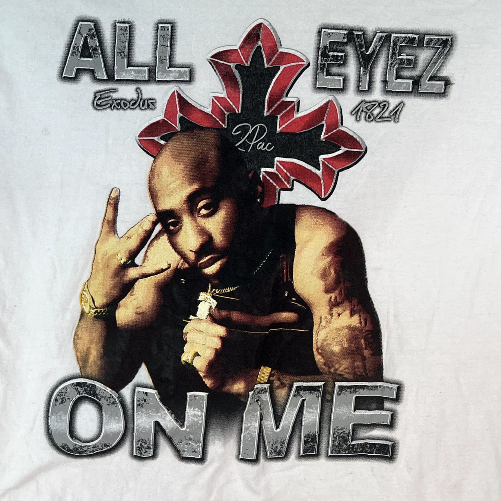 Vintage Phat Doc Mens White T Shirt Graphic Print All Eyez On Me 2 Pac Exodus 1821 Shakur Size 3XL Size US XXL / EU 58 / 5 - 2 Thumbnail