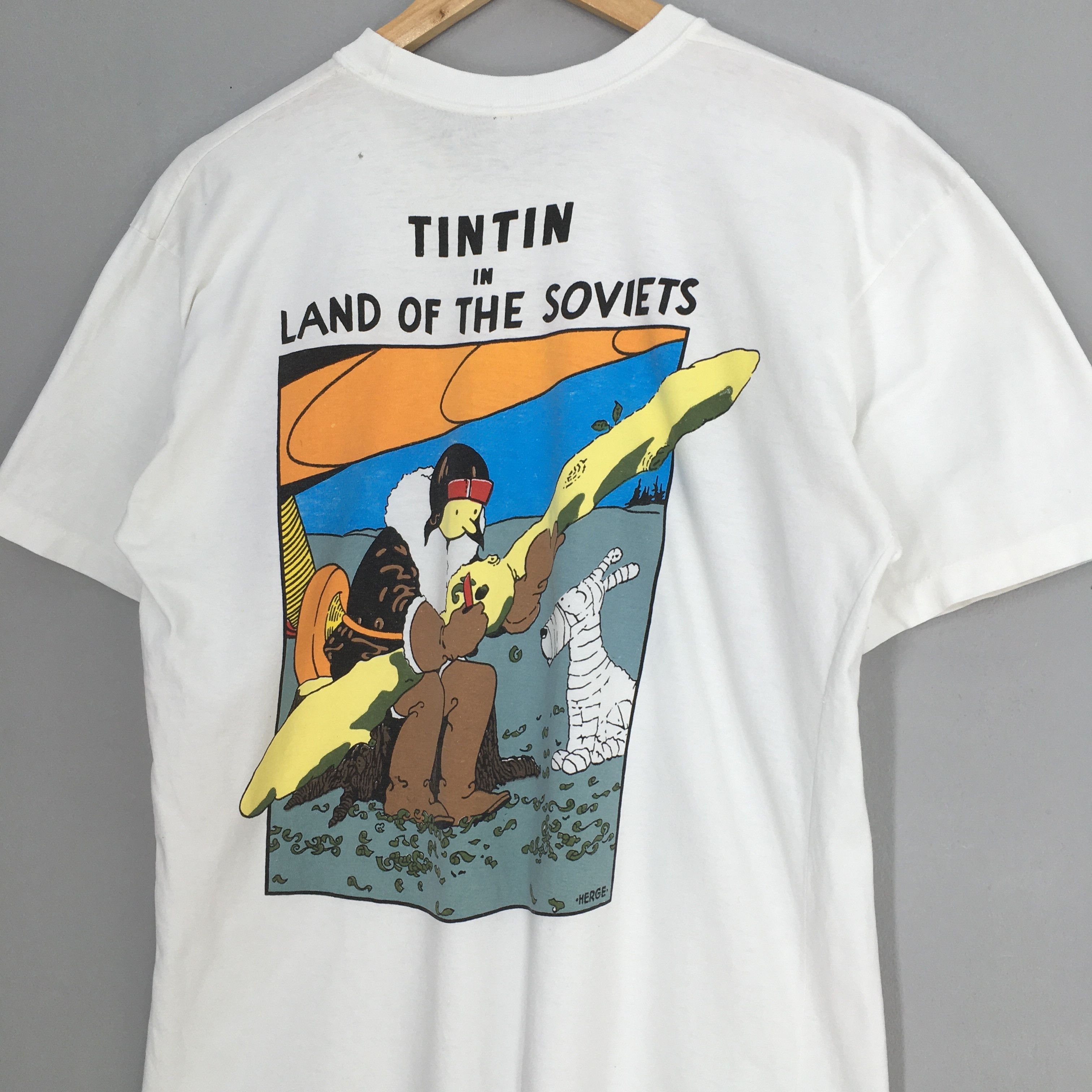 Cartoon Network × Vintage The Adventures of Tintin Land Of The Soviets Cartoon Tshirt Size US M / EU 48-50 / 2 - 8 Thumbnail