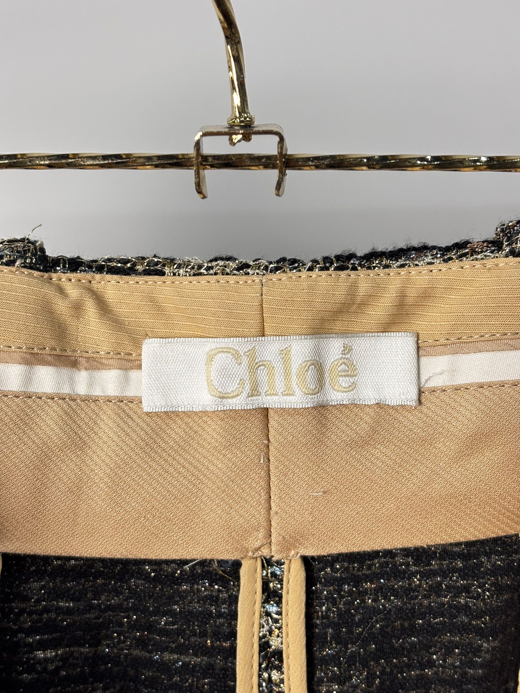 Chloe Chloé Gold & Black Tweed Shorts Size 26" / US 2 / IT 38 - 2 Thumbnail