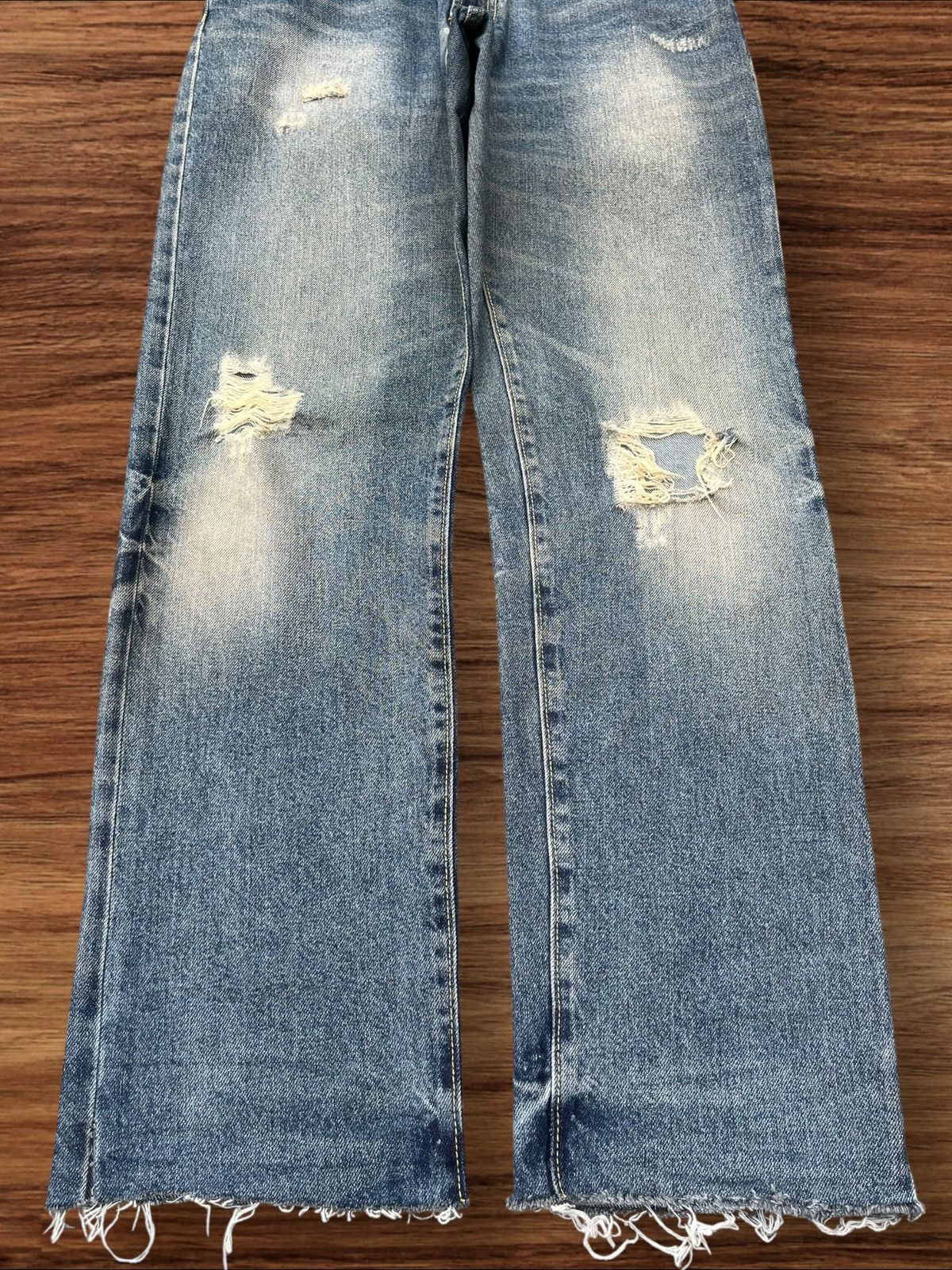 Japanese Brand Vintage Japanese Brand GU Distress Frayed Leg Blue Wash Jean Size US 32 / EU 48 - 7 Thumbnail