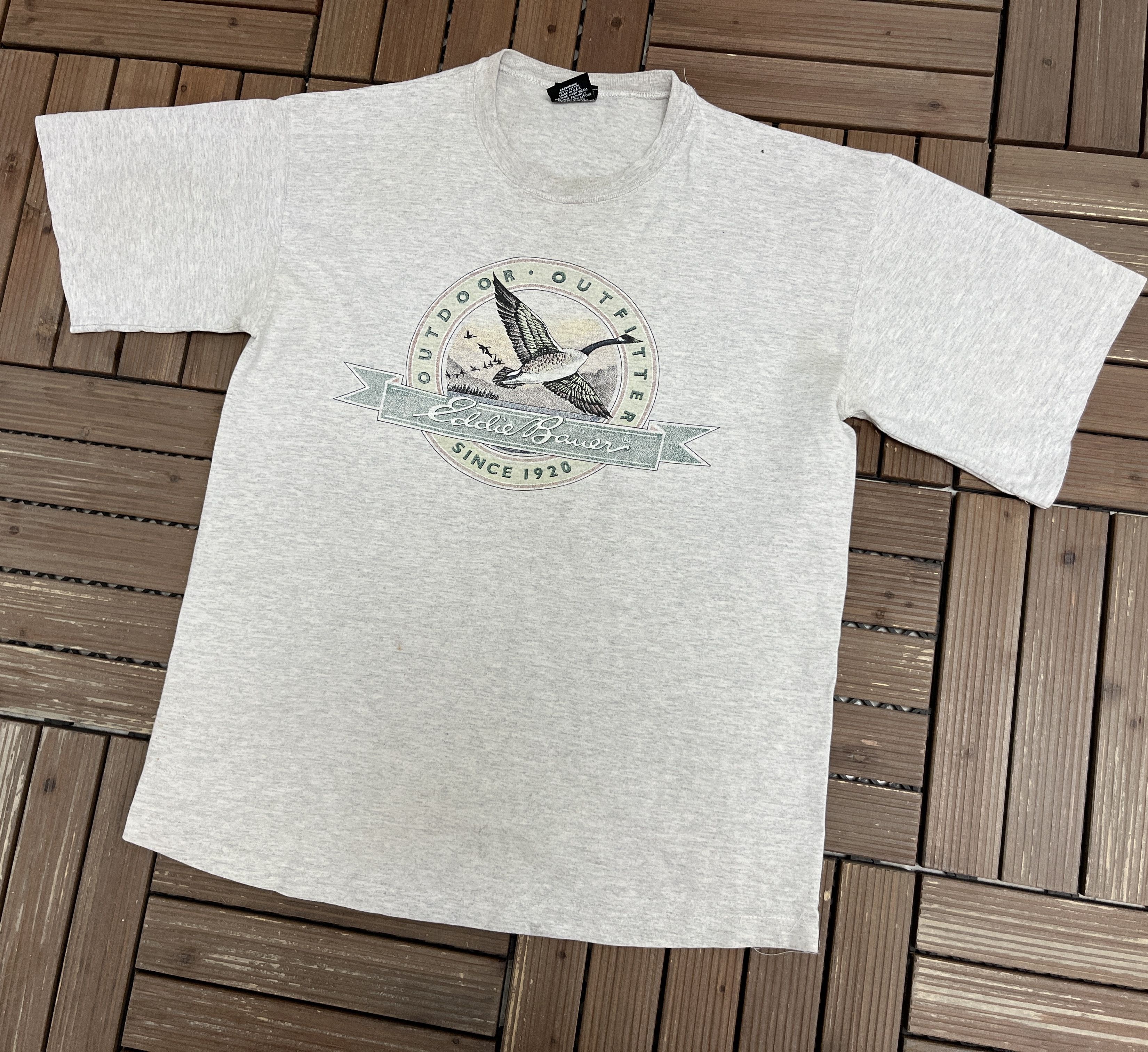 Eddie Bauer × Vintage Eddie Bauer Outdoor Outfitter Vintage Grey T-Shirt Tee Size US L / EU 52-54 / 3 - 3 Thumbnail