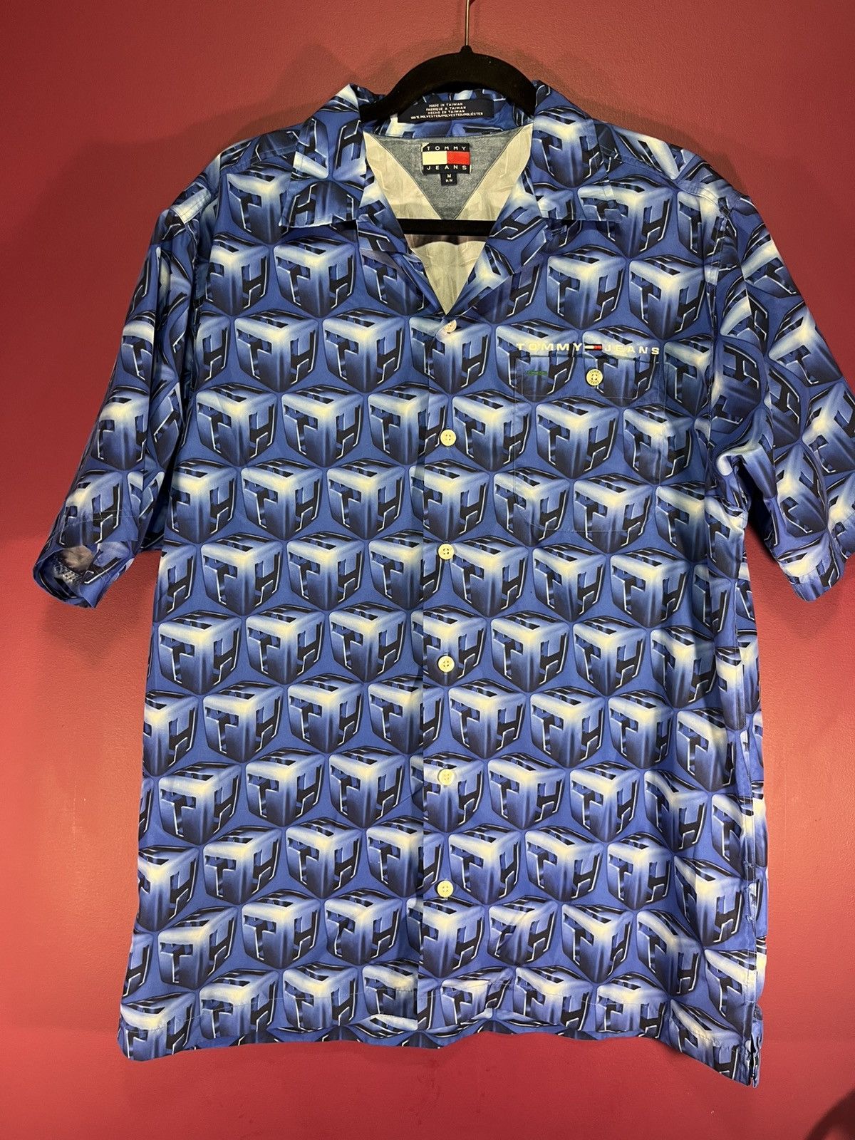 Tommy Jeans Tommy jeans blue cube button up Size US M / EU 48-50 / 2 - 1 Thumbnail