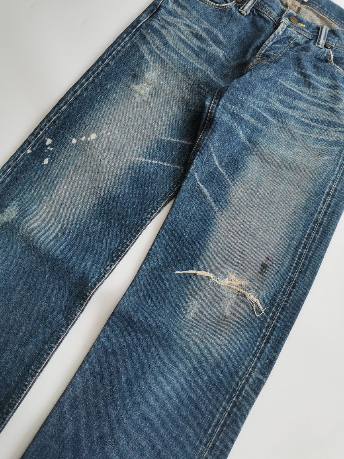 Japanese Brand Selvedge Luxluft Nave Japan Distressed Bleach Platter Jeans Size US 28 / EU 44 - 3 Thumbnail