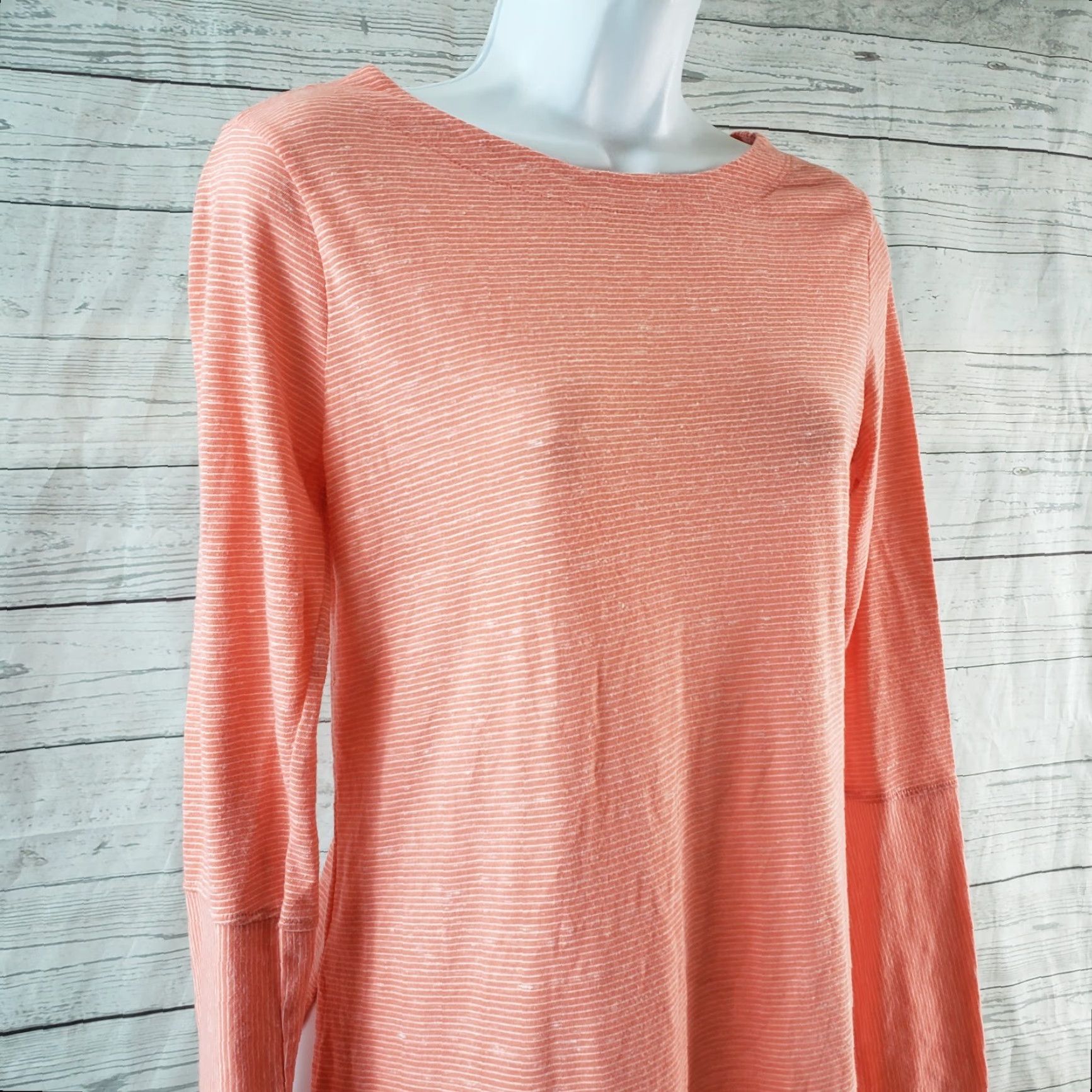 Prana prAna Esme Tunic Top Shirt Womens Small Peach Stripe Long Sleeve Size S / US 4 / IT 40 - 3 Thumbnail