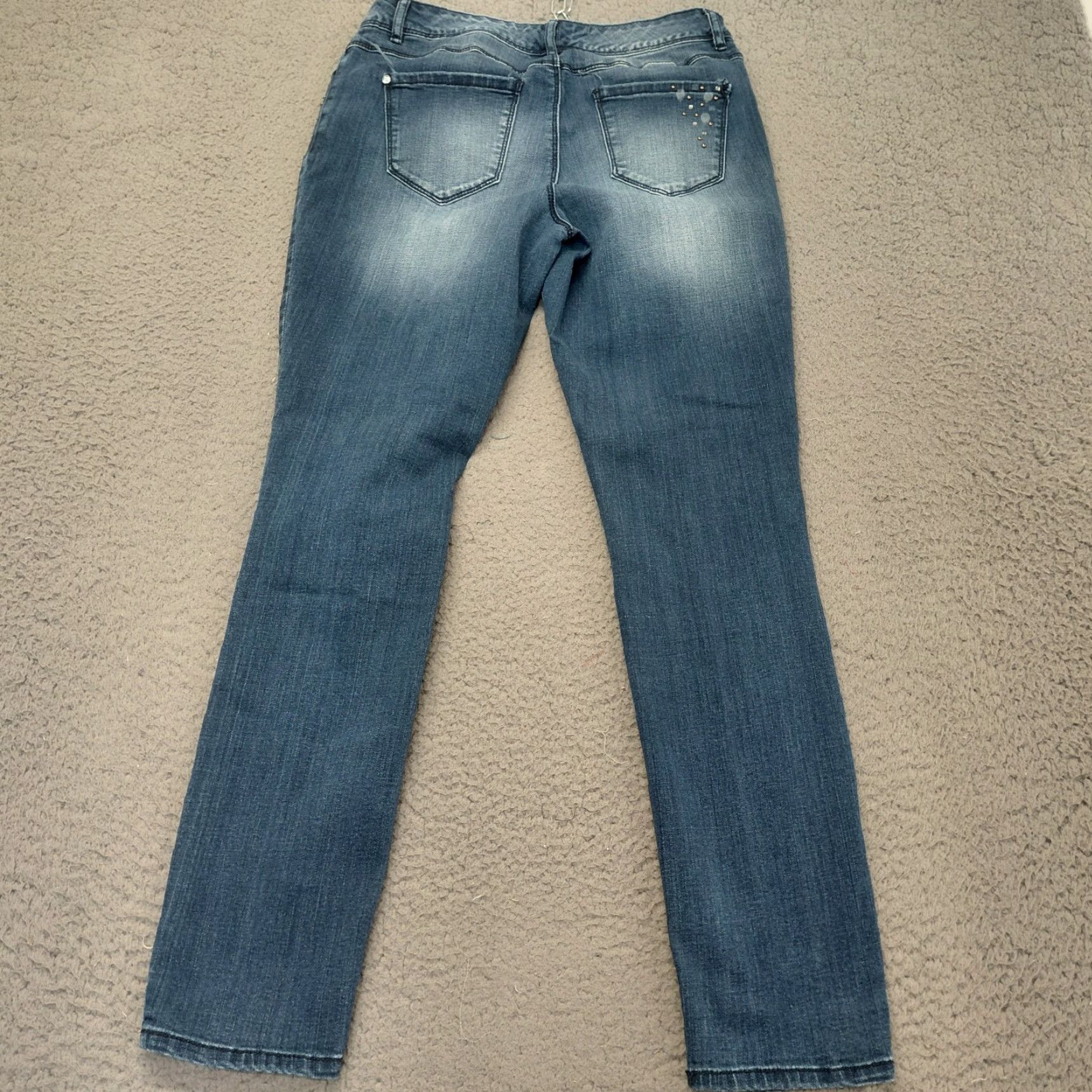 Vintage CATO CLASSIC Jeans Women’s Size 12 Blue Denim Distressed Sequin Whiskered READ Womens Jeans Regular 12 Blue Denim Size 34" / US 12 / IT 48 - 2 Thumbnail