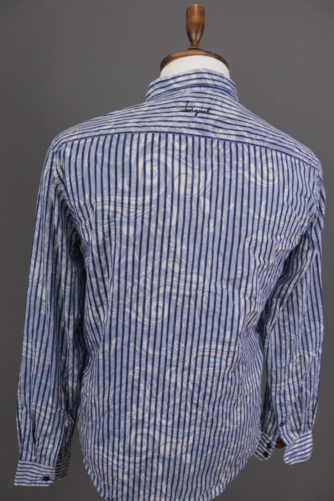 Desigual Desigual Regular Blue Striped Jasquard Down Shirt Size L Size US L / EU 52-54 / 3 - 12 Thumbnail