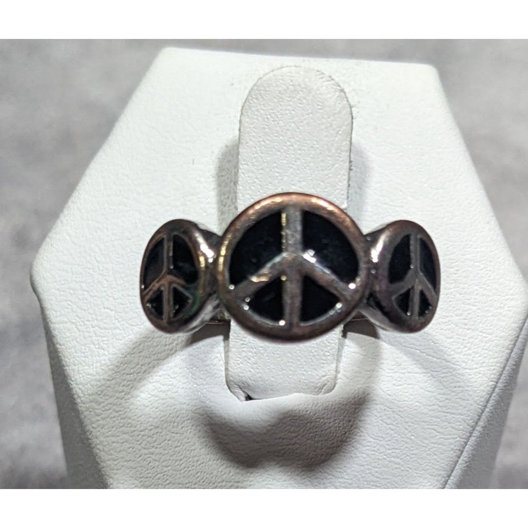 Other 90s Style Triple Peace Sign Black And Silver Tone Enamel Fil Size ONE SIZE - 5 Thumbnail