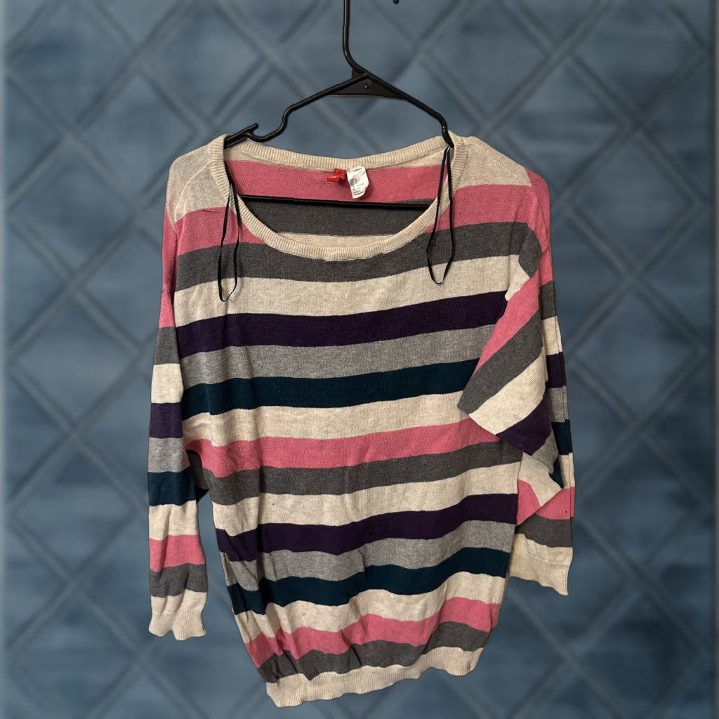H&M H&M Divided Womens Striped Knit Sweater Round Neck Size S Multicolor Pullover Knit Lightweight Fall Winter Womens Size S / US 4 / IT 40 - 1 Thumbnail