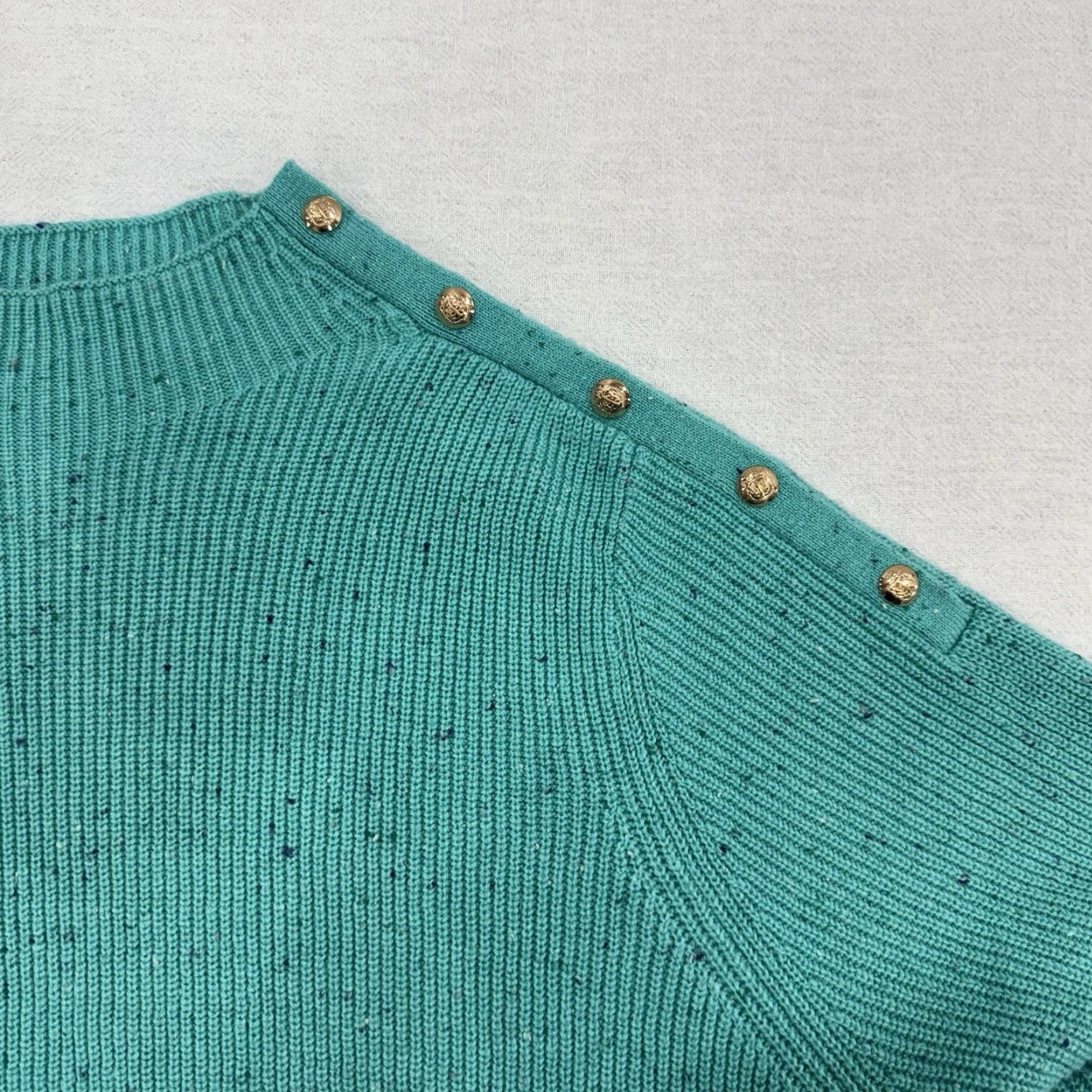 Talbots Talbots Plus Women’s 3X Mock Neck Tweed Sweater Dress Blue Crew Neck 3/4 Sleeve Midi Button Open Front Fall Winter Womens Size XXL / US 16-18 / IT 52-54 - 7 Thumbnail
