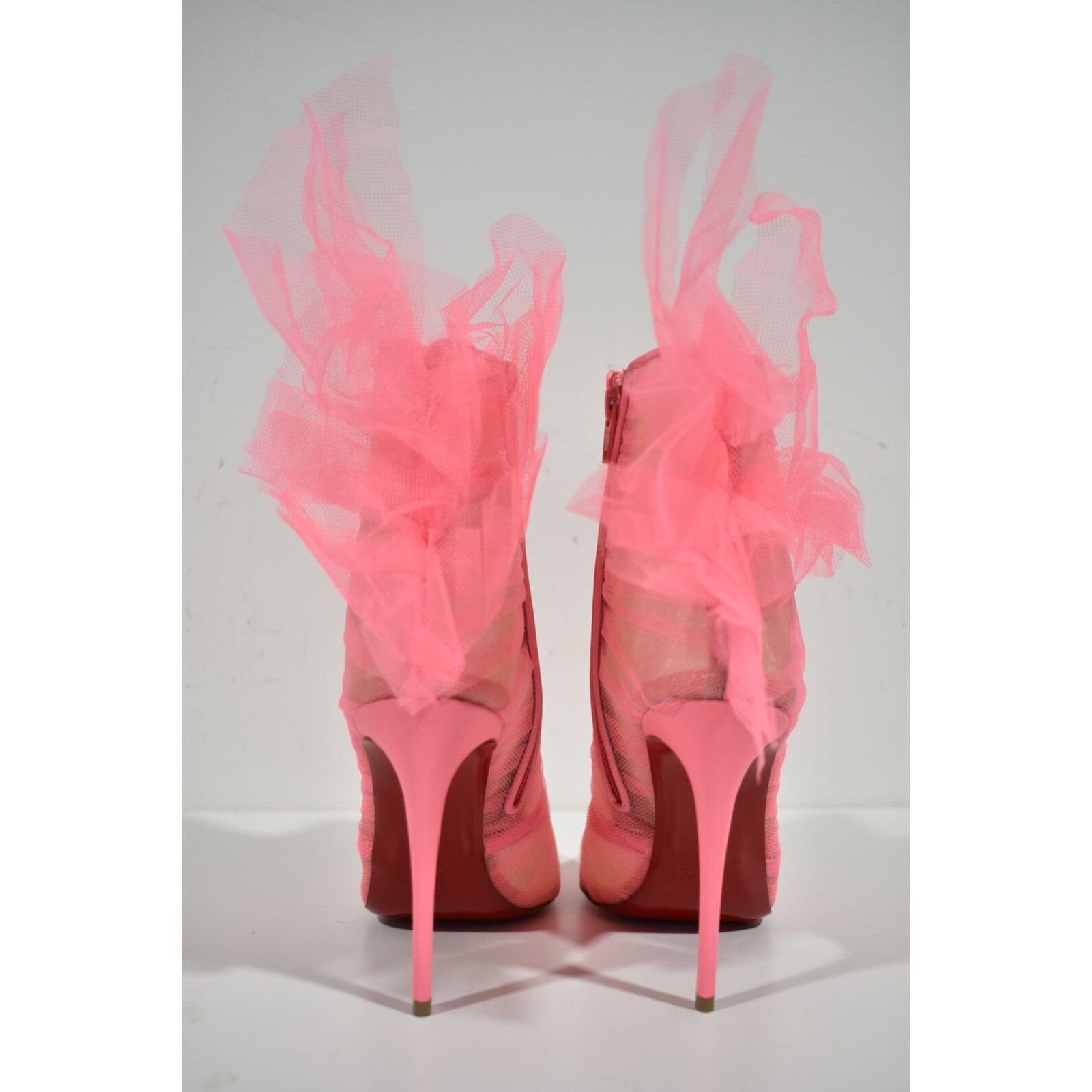 Christian Louboutin Christian Louboutin Libellibooty 100 Pink Mesh Tulle Ankle Size US 7 / IT 37 - 11 Thumbnail