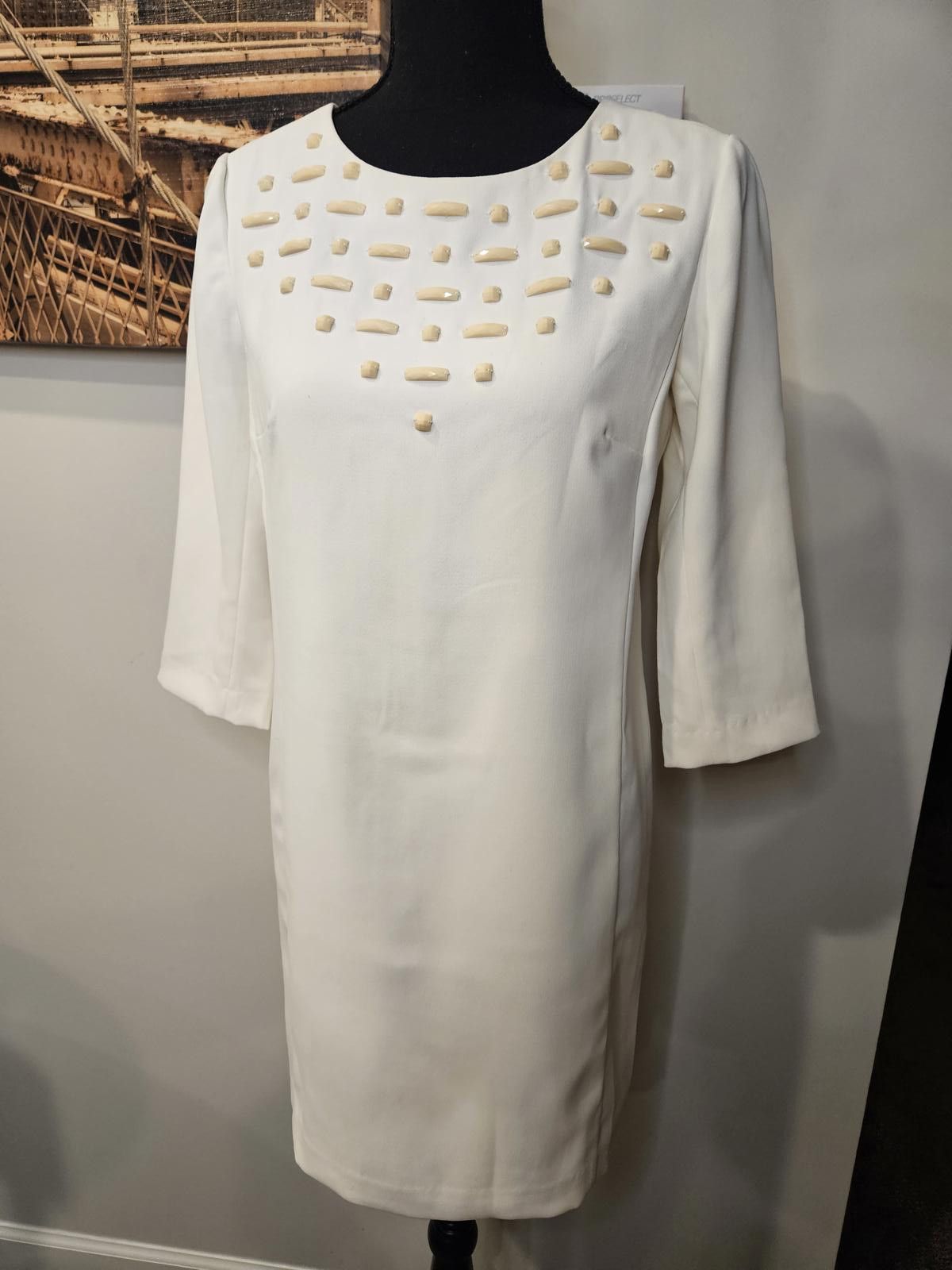 Ann Taylor Ann Taylor Elegant Cream Dress with Detail Size XS / US 0-2 / IT 36-38 - 1 Thumbnail