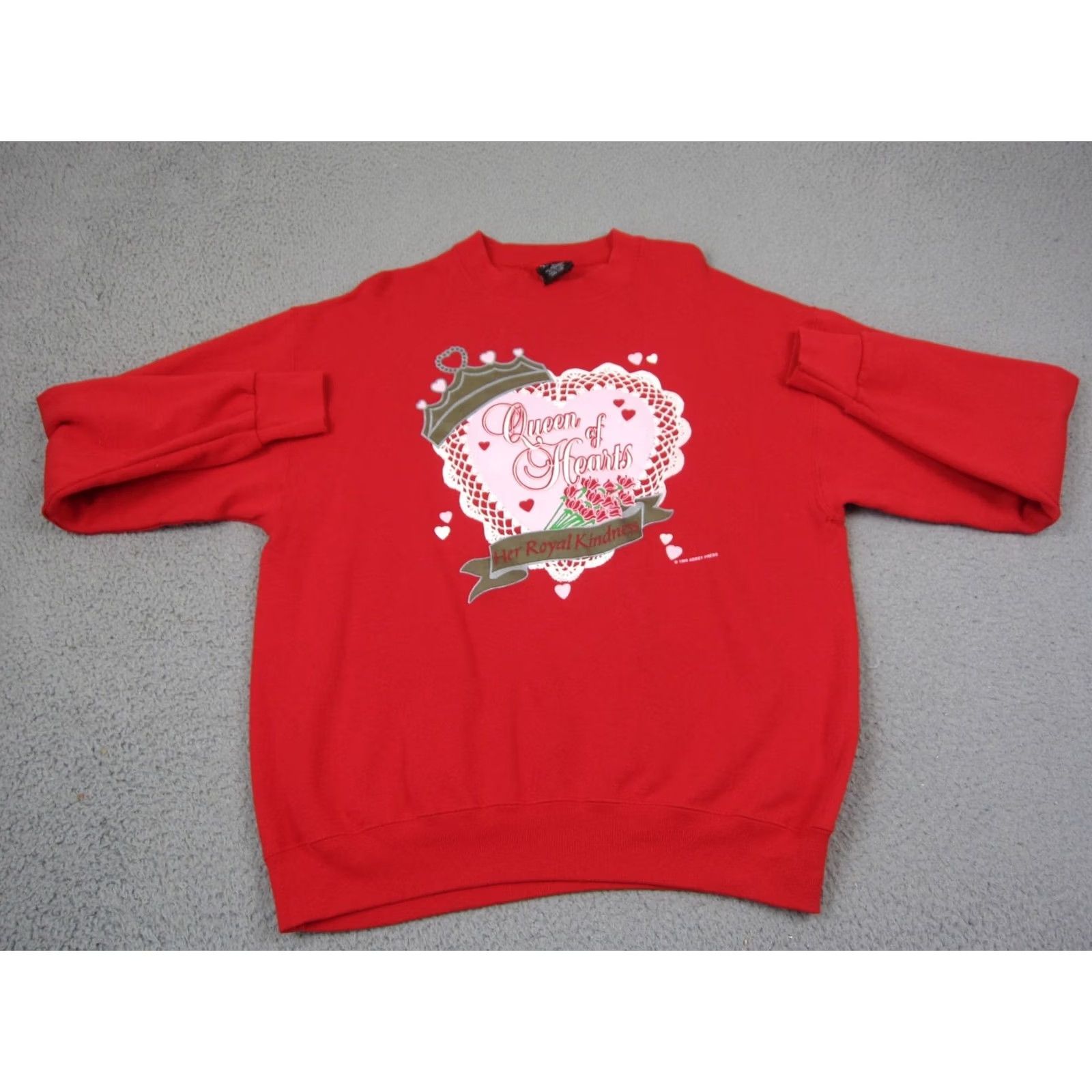 Vintage VINTAGE Queen Of Hearts Sweatshirt Womens XL Red 90s City Graphic Print Crew Neck Pullover All Seasons Cotton Polyester Fleece United States Size XL / US 12-14 / IT 48-50 - 2 Thumbnail