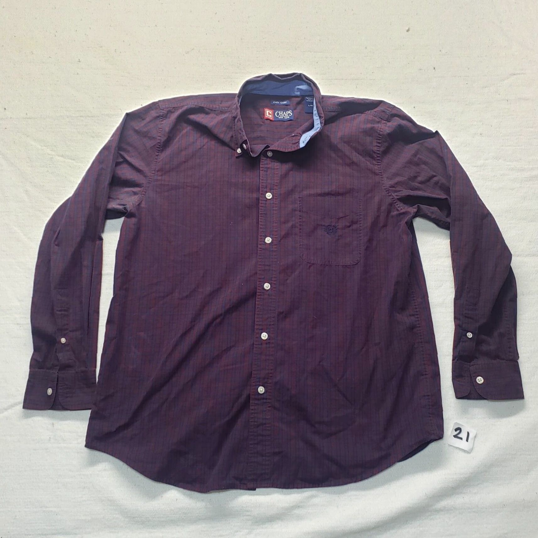 Chaps Chaps Shirt Easy Care Button-Up Purple Plaid Long Sleeve Men's Large M XL? Size US M / EU 48-50 / 2 - 2 Thumbnail