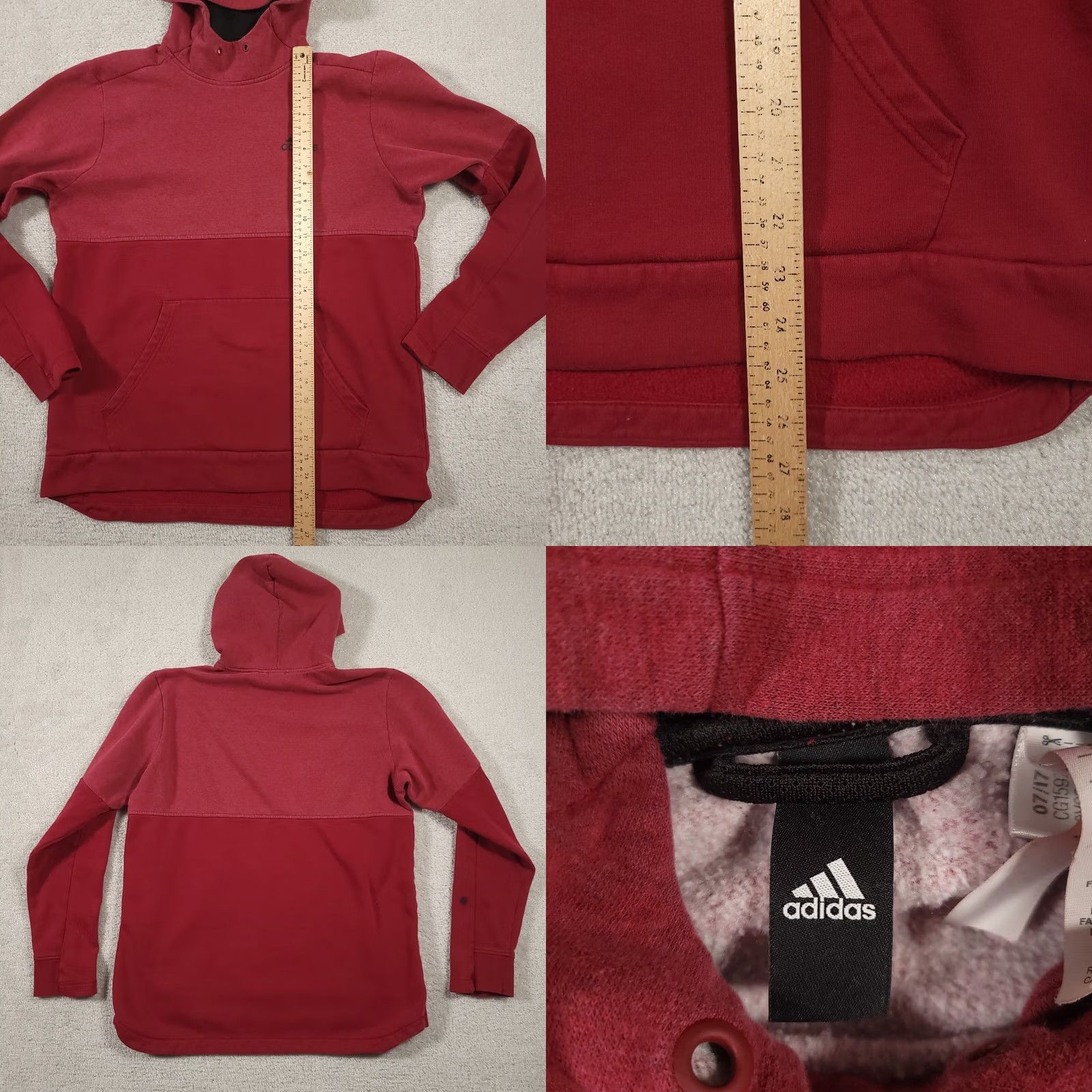 Adidas Adidas Hoodie Athletic Fleece Women's M Colorblock Maroon Kangaroo Pocket Size M / US 6-8 / IT 42-44 - 9 Thumbnail