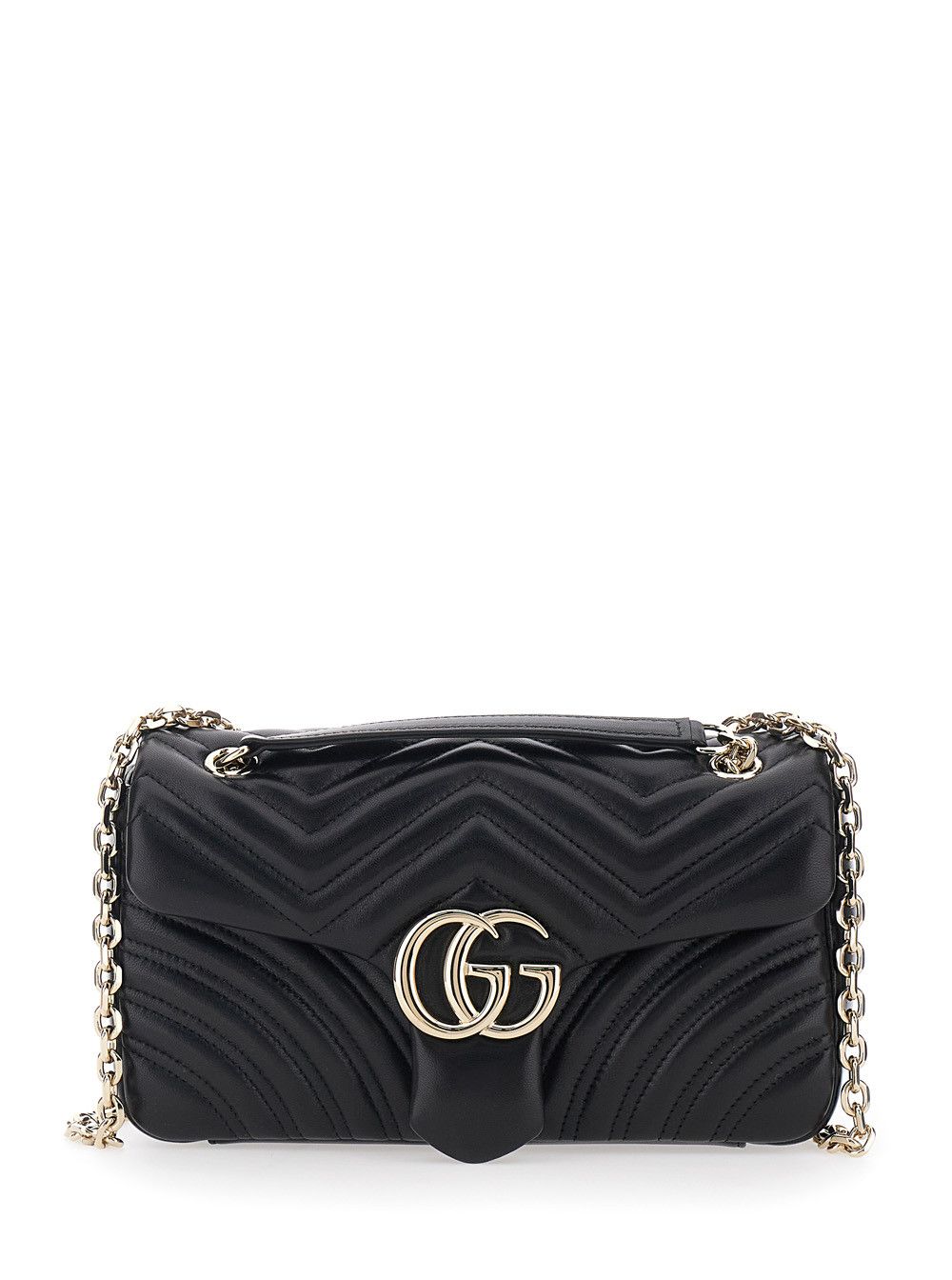 Gucci Black GG Marmont Shoulder Bag with Sliding Chain Strap and GG Plaque on Front in Leather for Women Size ONE SIZE - 1 Thumbnail
