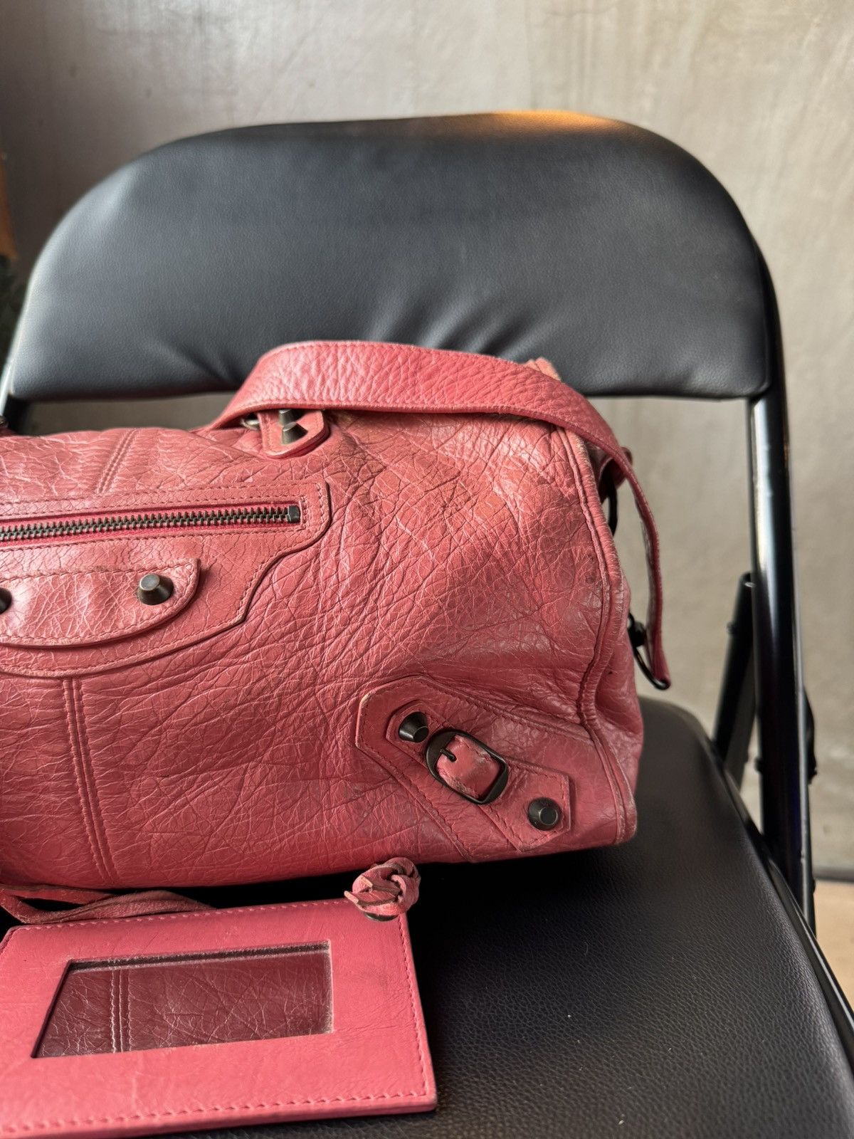 Balenciaga BALENCIAGA Sorbet Lambskin Leather Motorcycle Part Time Bag Size ONE SIZE - 4 Thumbnail