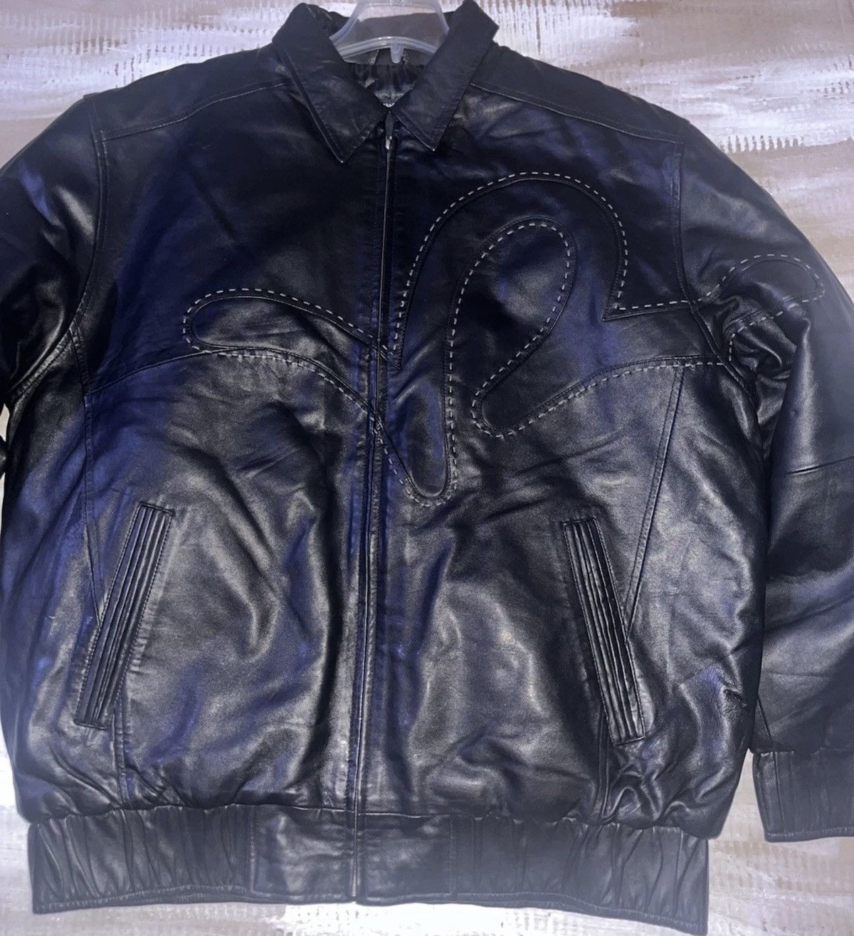 Rocawear Rocawear Men's Black Leather Bomber Jacket Size US XL / EU 56 / 4 - 1 Thumbnail