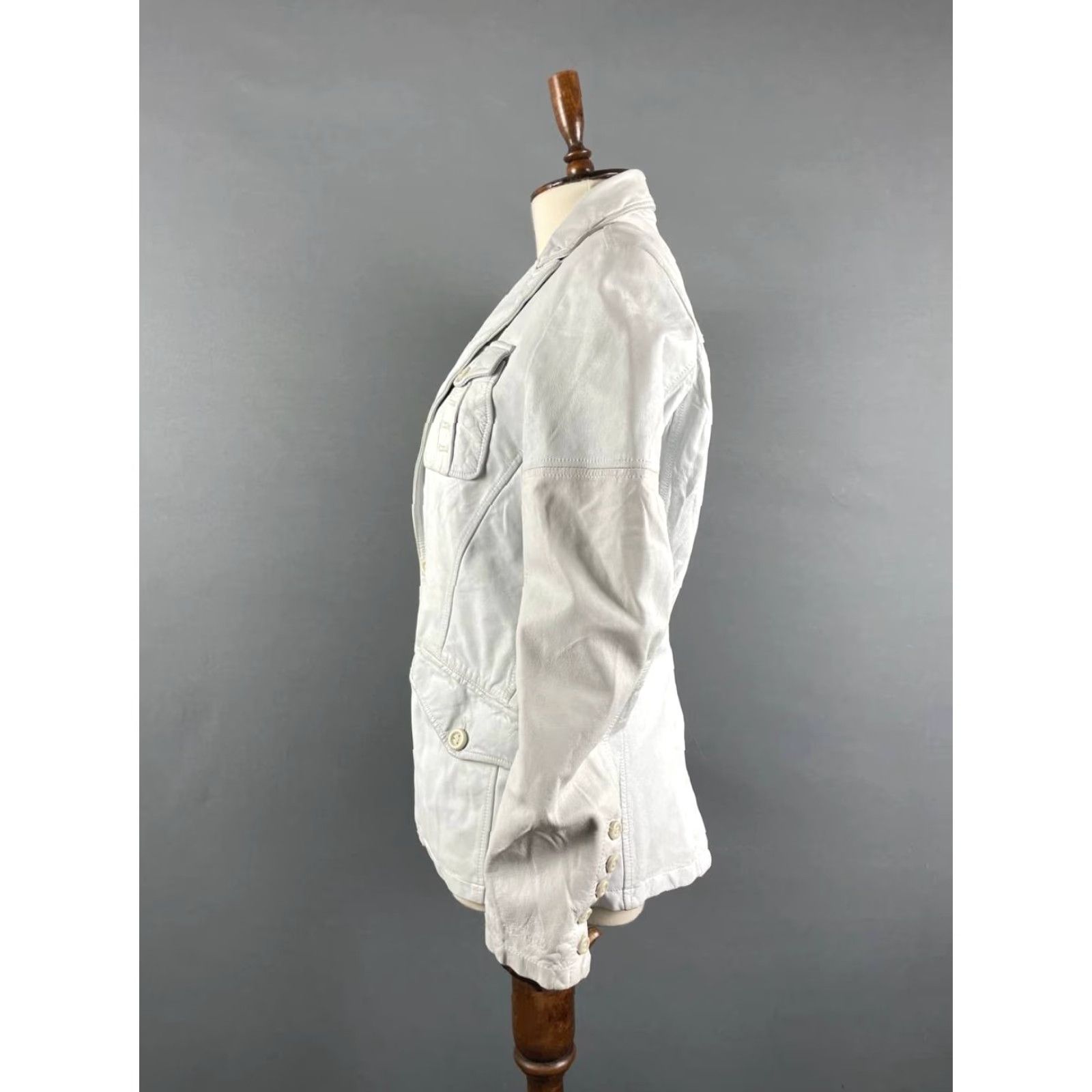Diesel Diesel Blazer Jacket Womens S White Leather Long Sleeve Button Dressy Casual 90s Modern Womens Size S / US 4 / IT 40 - 7 Thumbnail