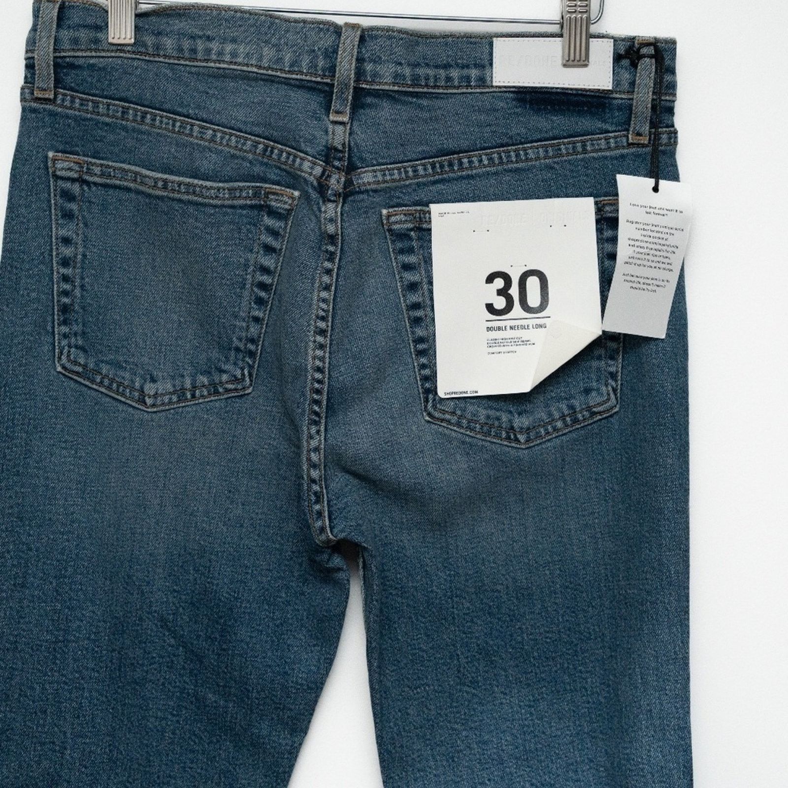 RE/DONE RE/Done. Double Needle Long Stretch Jeans In Blue. Size 30" / US 8 / IT 44 - 6 Thumbnail