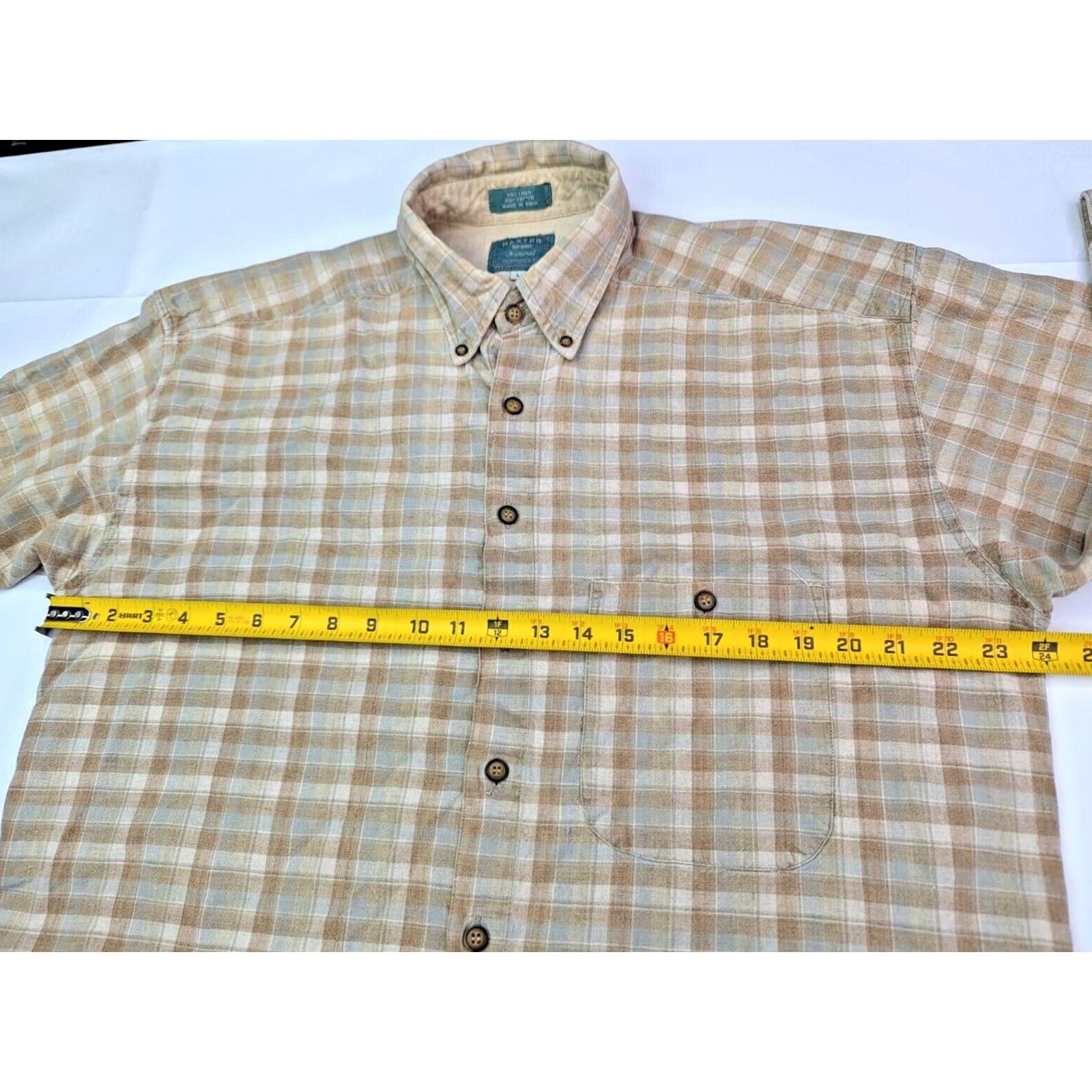 Vintage Baxter Shirt Men L Plaid Brown Tan Cotton Linen Button-Down Long Sleeve casual Vintage: No Size US L / EU 52-54 / 3 - 5 Thumbnail