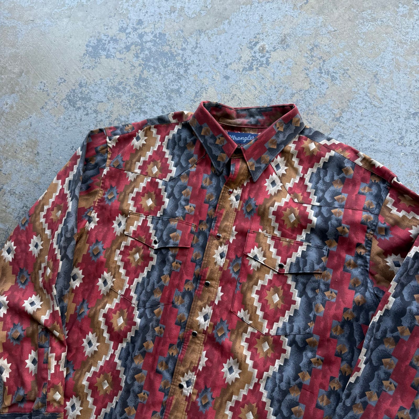 Wrangler Wrangler Southwestern Aztec Pattern Long Sleeve Button Up Size US XXL / EU 58 / 5 - 2 Thumbnail