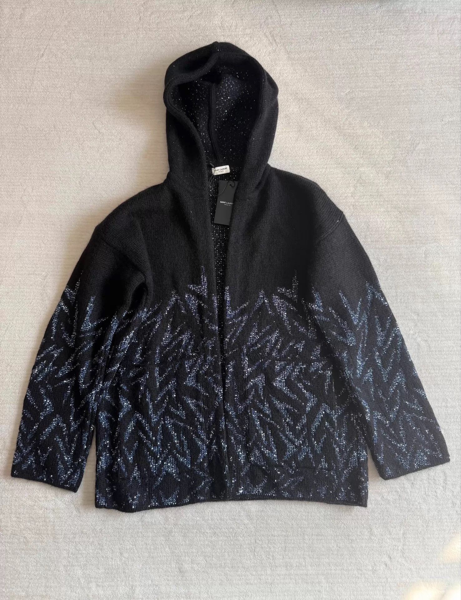 Saint Laurent Paris Saint Laurent Blue Scale Knit Cardigan K33 Size S / US 4 / IT 40 - 1 Thumbnail