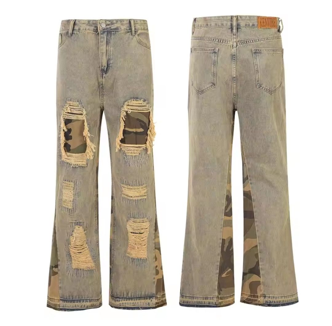 Designer × Japanese Brand Splicing Straight Leg Jean Size US 38 / EU 54 - 1 Thumbnail
