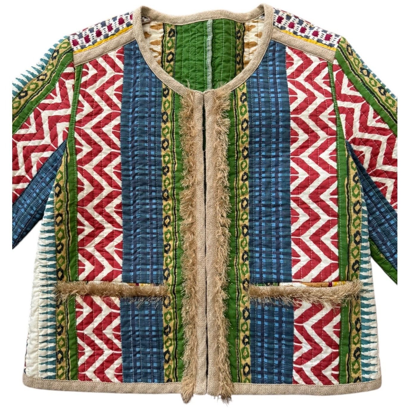 Other Cropped Boho chic quilted colorful fringed jacket x small Size XS / US 0-2 / IT 36-38 - 5 Thumbnail