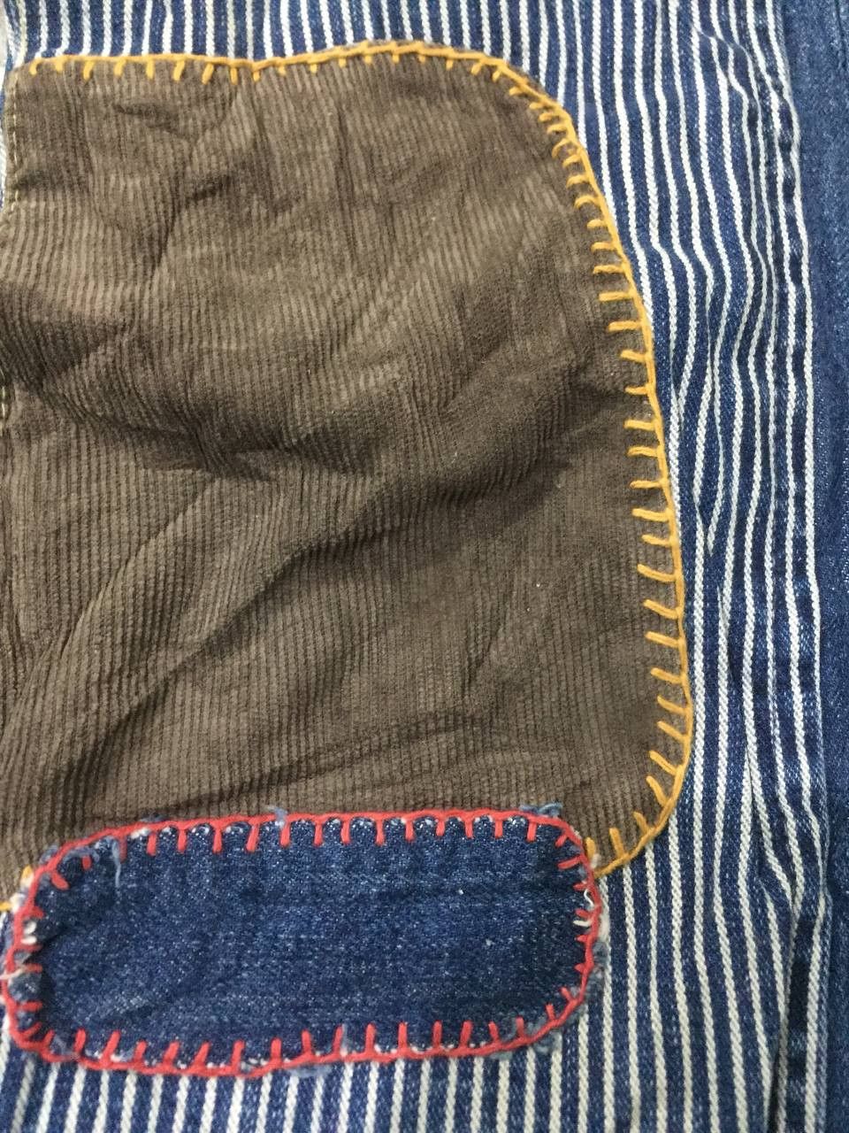 Japanese Brand SICK CRAZY POEM FLARE PATCHWORK DENIM PANTS Size 30" / US 8 / IT 44 - 10 Thumbnail