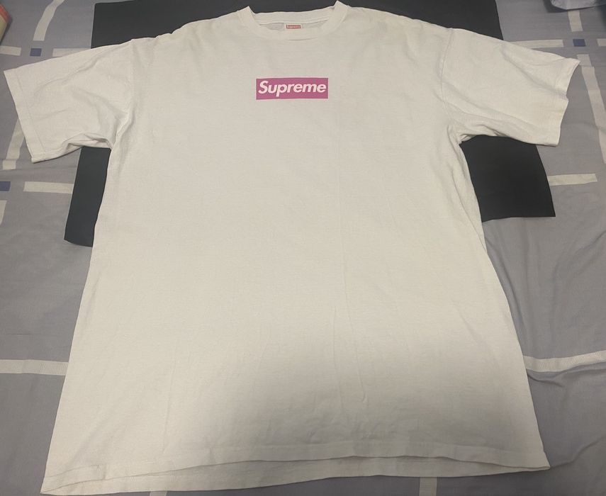 Supreme Supreme pink on white box logo tee XL | Grailed